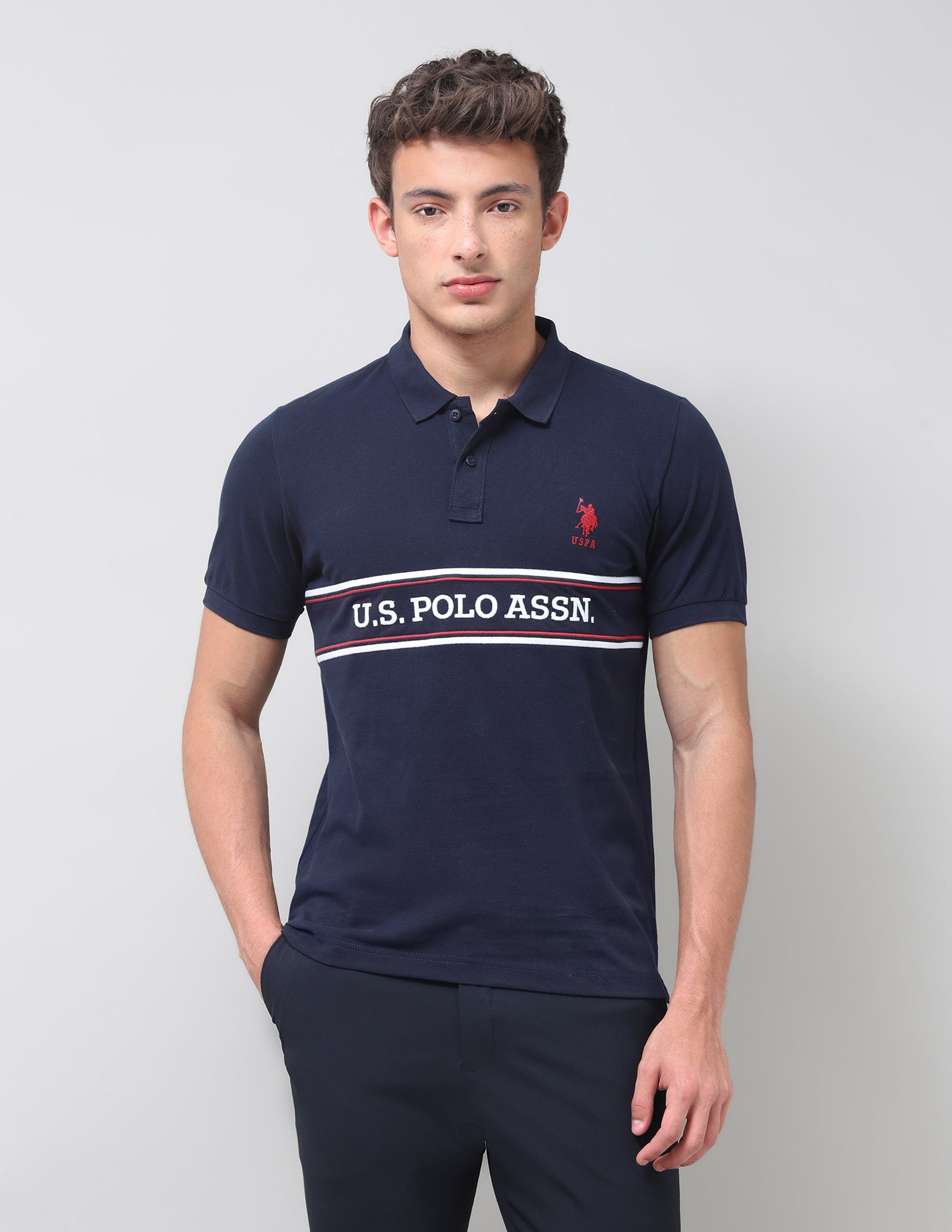 Brand Embroidered Regular Fit Polo Shirt Navy - U.S. Polo Assn. India | Large