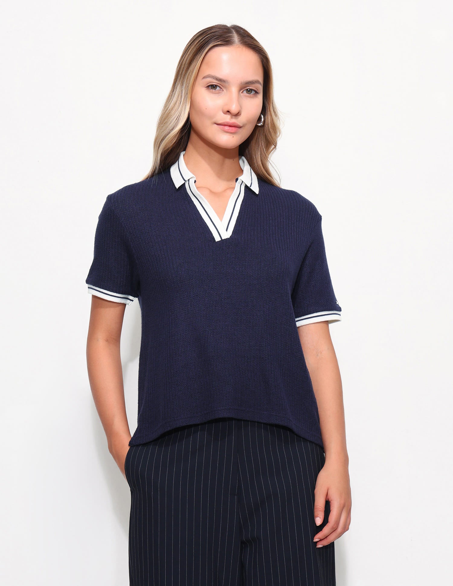 Relaxed Fit Textured Polo Shirt Blue - U.S. Polo Assn. India | Large