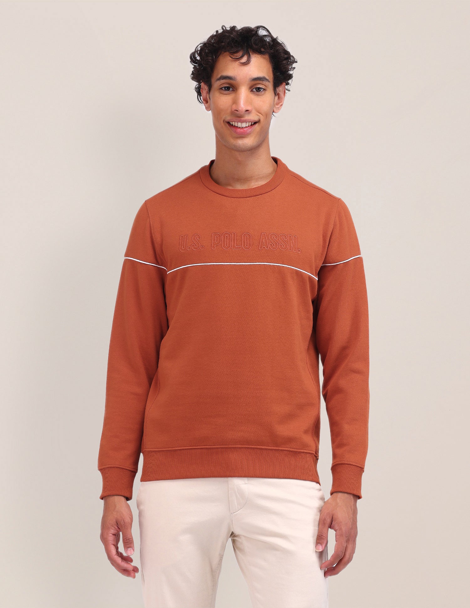 Brand Printed Regular Fit Sweatshirt Rust - U.S. POLO ASSN. | Large