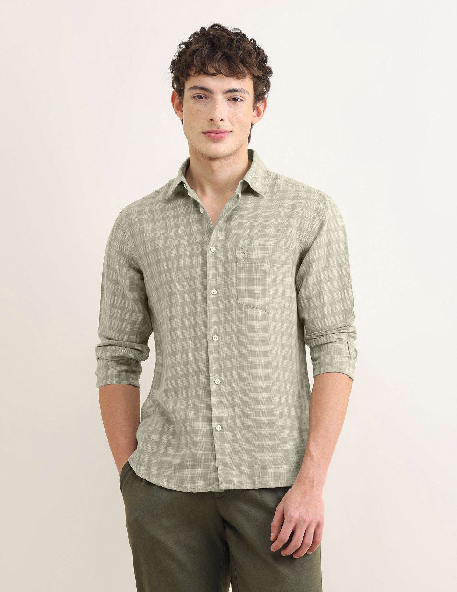 Sotogrande Regular Fit Shirt Light Olive - U.S. Polo Assn. India | Large