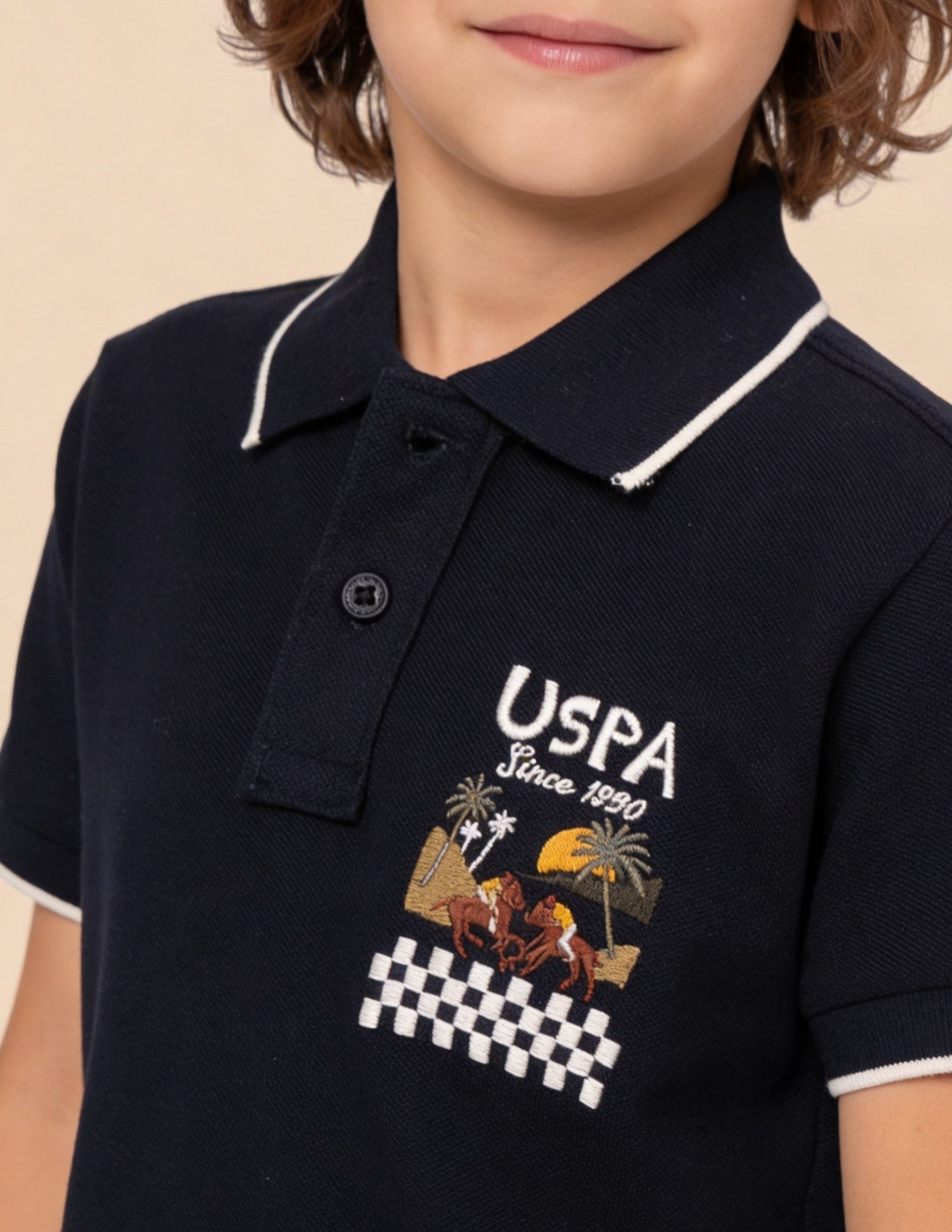 Graphic Brand Printed Regular Fit Polo Shirt Navy - U.S. Polo Assn. India | Large