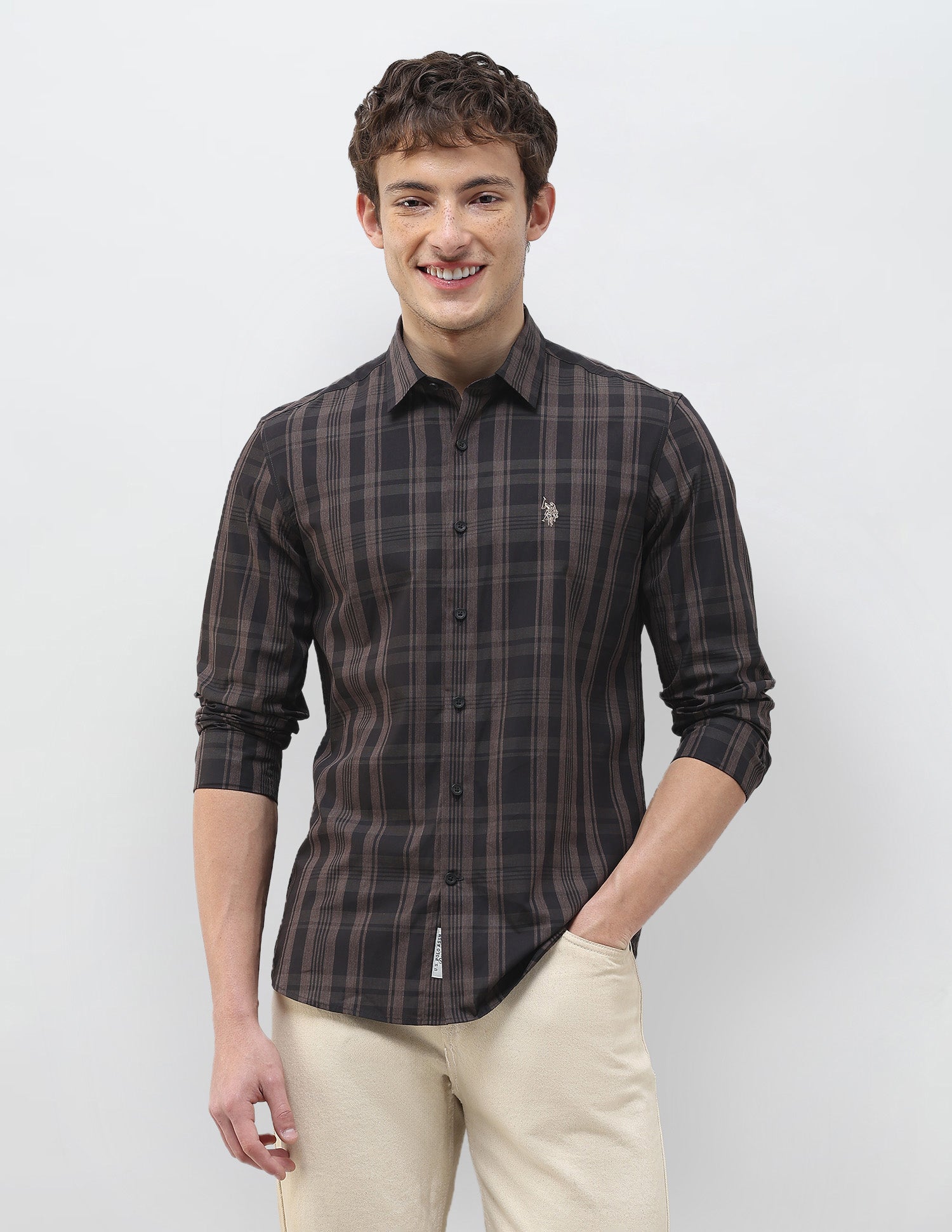 Tartan Checked Regular Fit Shirt Wine - U.S. Polo Assn. India | Large