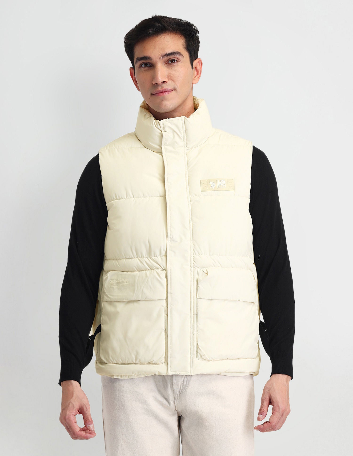 Regular Fit Solid Padded Jacket Ivory - U.S. POLO ASSN. | Large