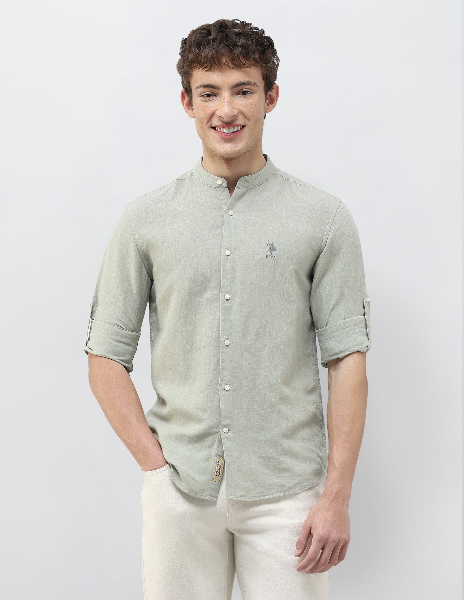 Solid Regular Fit Shirt Light Green - U.S. Polo Assn. India | Large