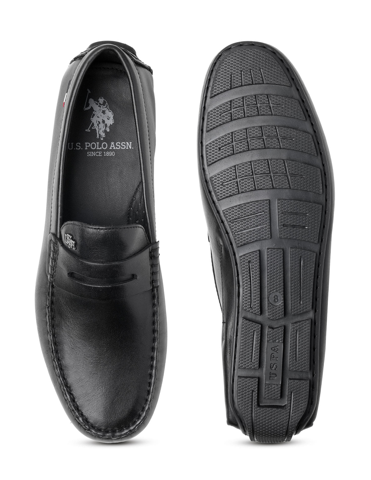 Men Adonis Solid Loafers Black - U.S. Polo Assn. India | Large