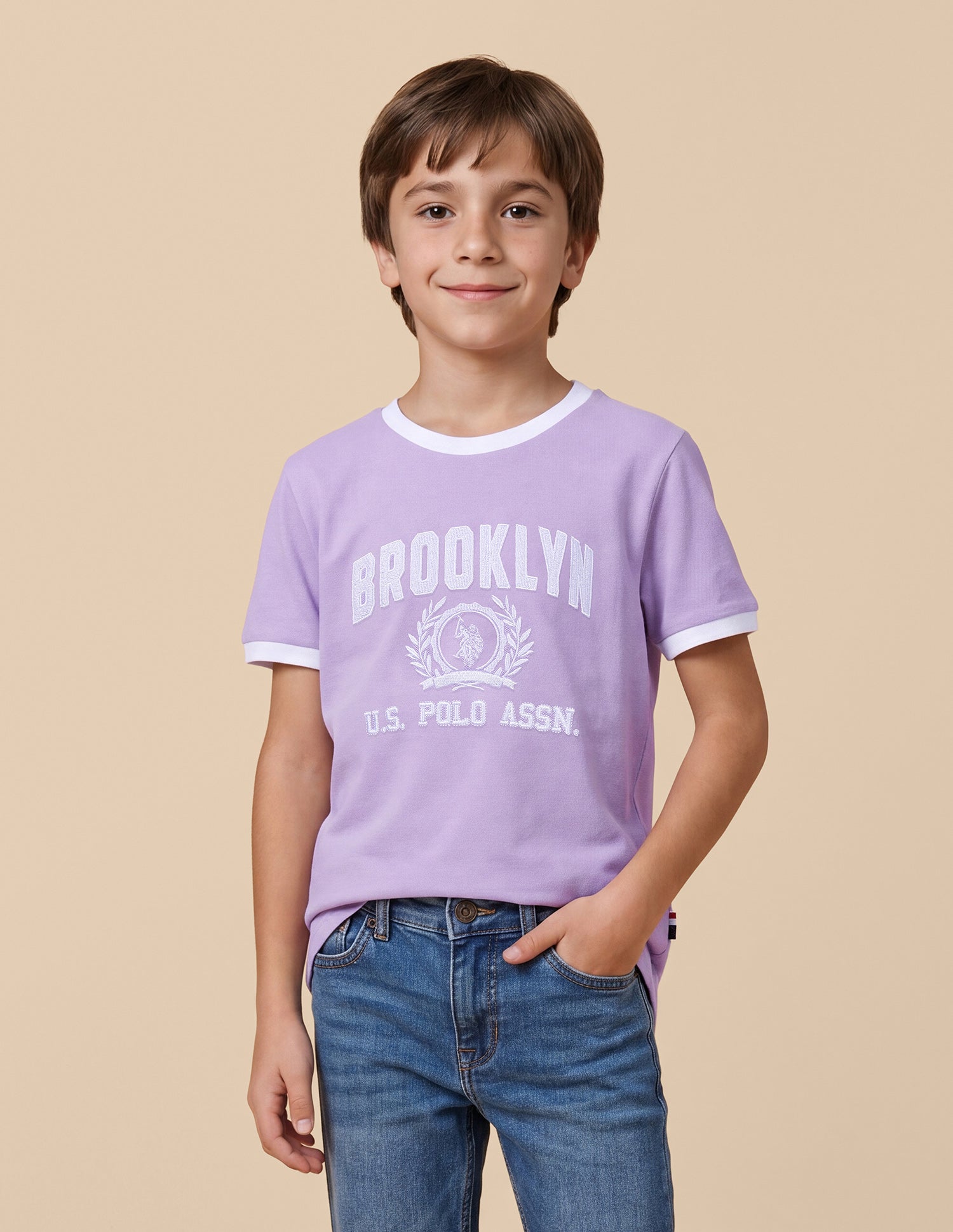 Typographic Brand Printed Regular Fit T-Shirt Purple - U.S. Polo Assn. India | Large