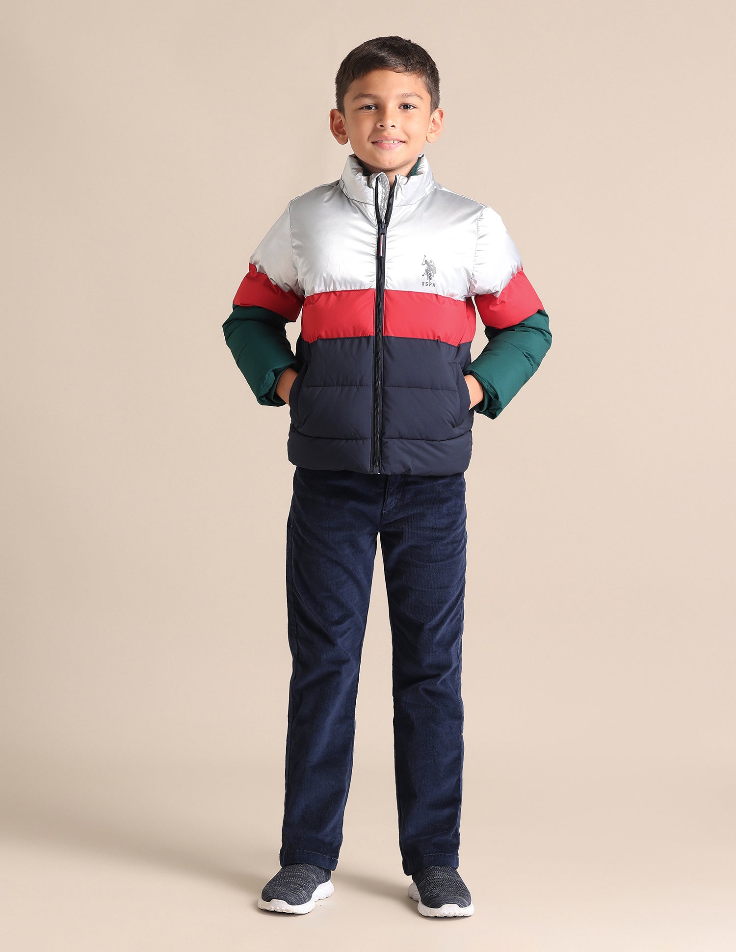 Boys Colour Blocked Hooded Jacket Navy - U.S. POLO ASSN. | Large