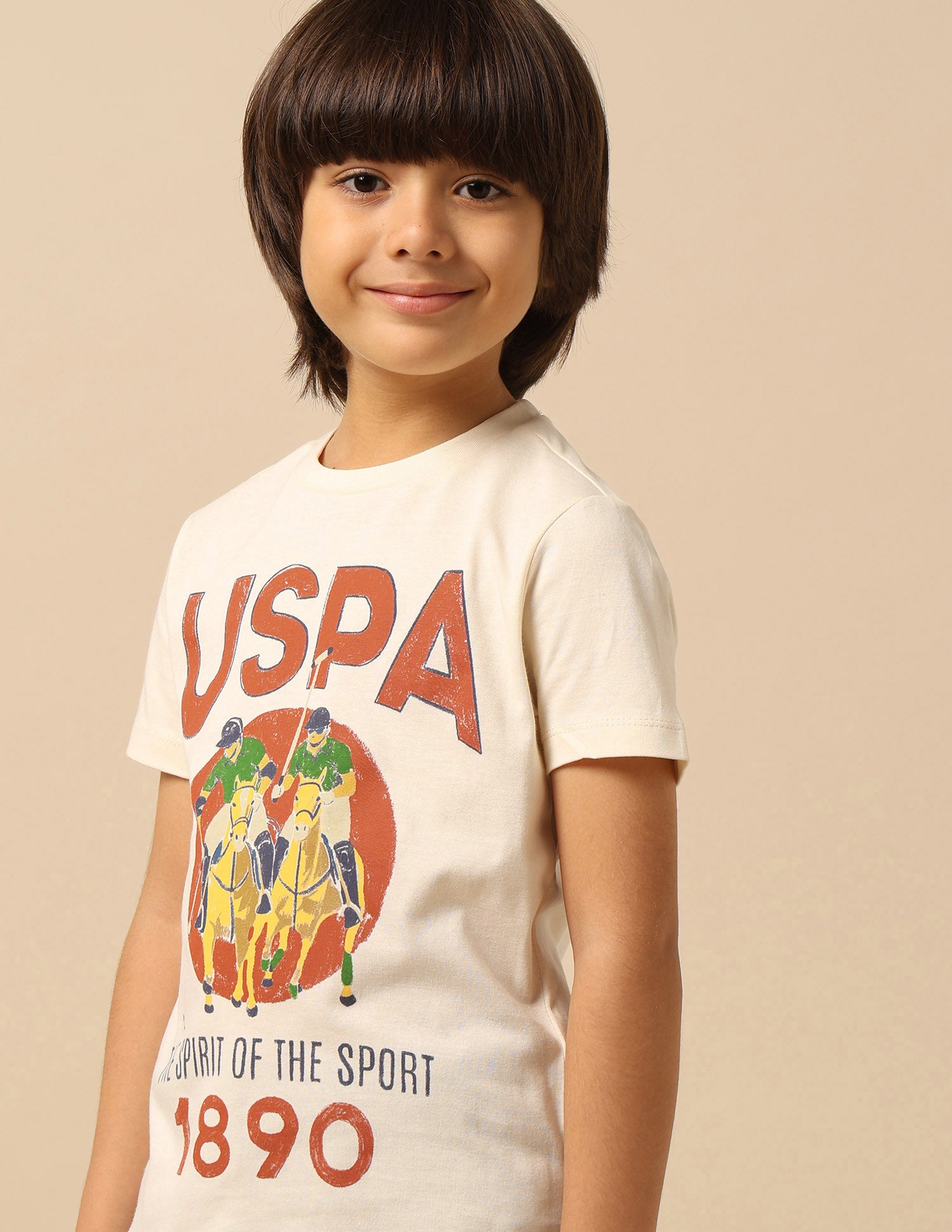 Boys Graphic Brand Printed T-Shirt Off White - U.S. POLO ASSN. | Large