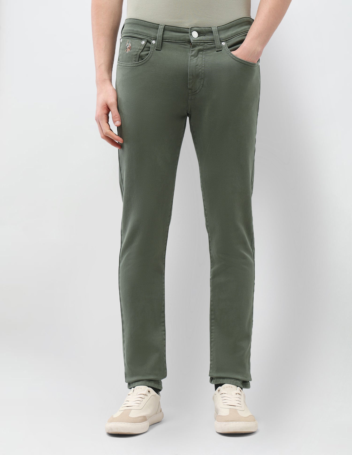 Brandon Slim Tapered Fit Green Jeans Olive - U.S. Polo Assn. India | Large
