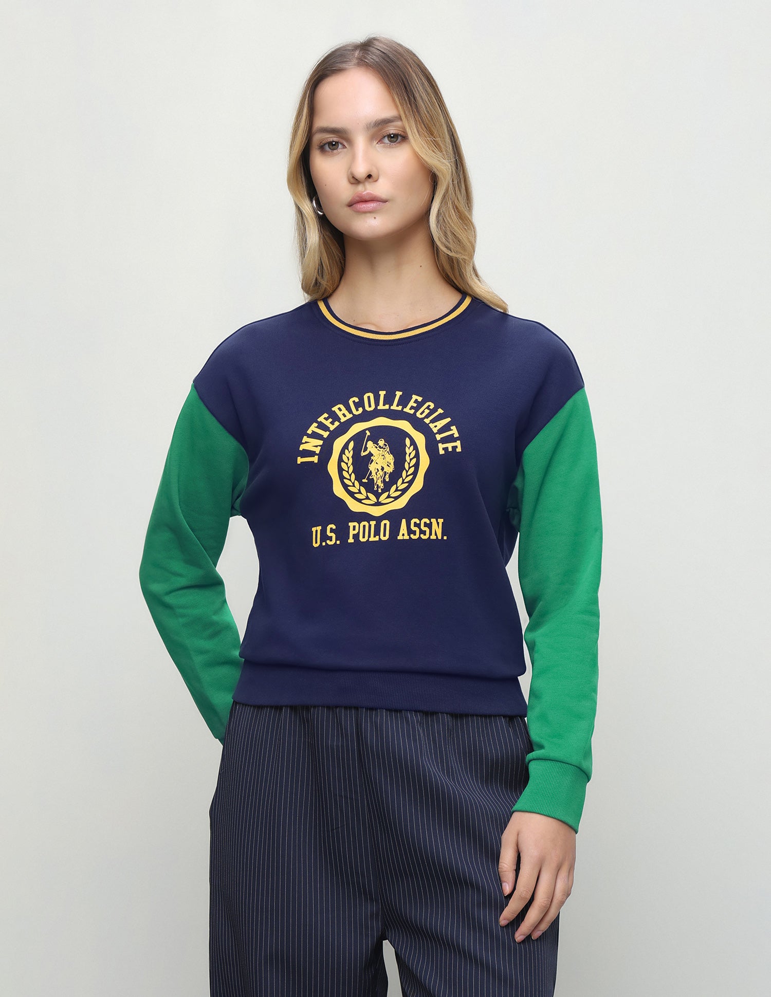 Colourblocked Relaxed Fit Sweatshirt Navy - U.S. Polo Assn. India | Large