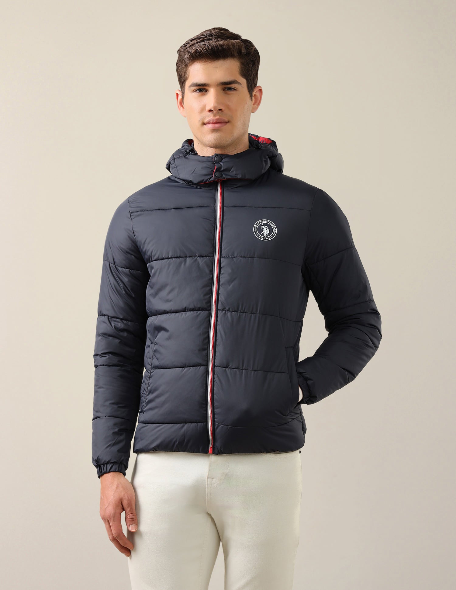 Solid Hooded Jacket Navy - U.S. Polo Assn. India | Large