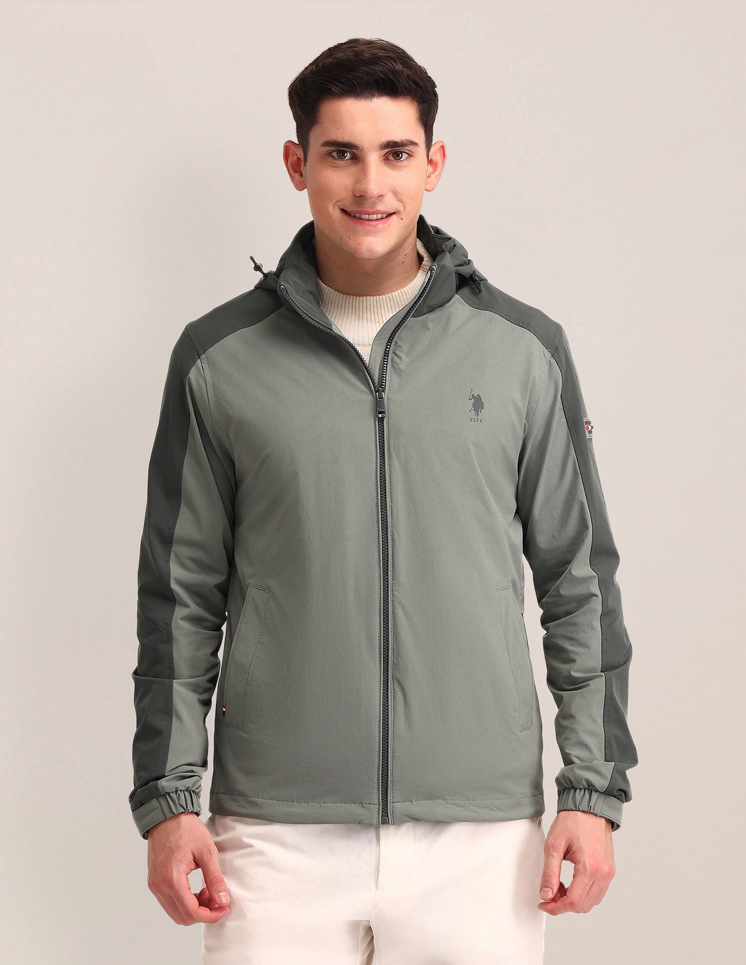 Regular Fit Solid Bomber Jacket Sage Green - U.S. POLO ASSN. | Large