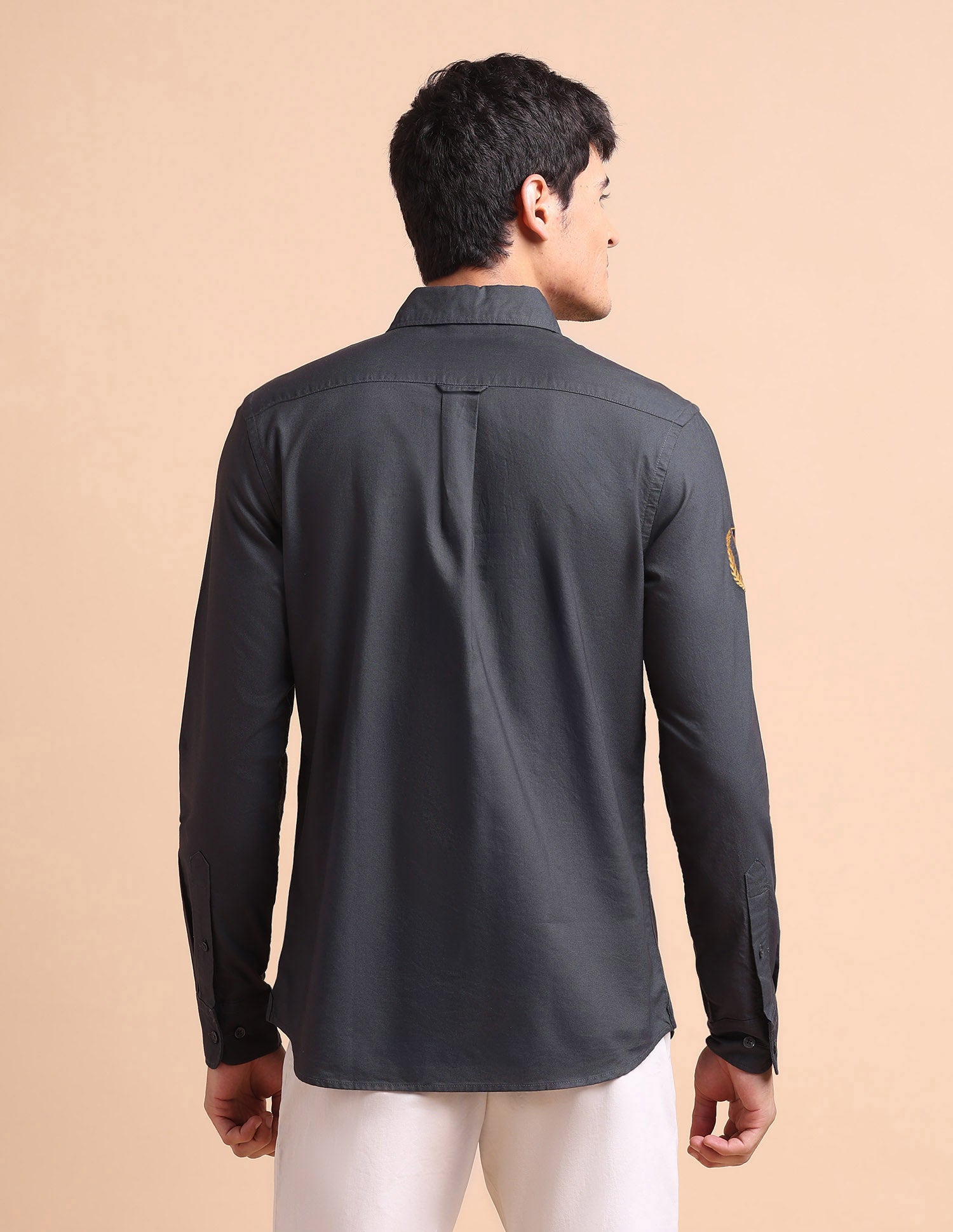 Pure Cotton Tailored Fit Oxford Shirt Dark Grey - U.S. POLO ASSN. | Large