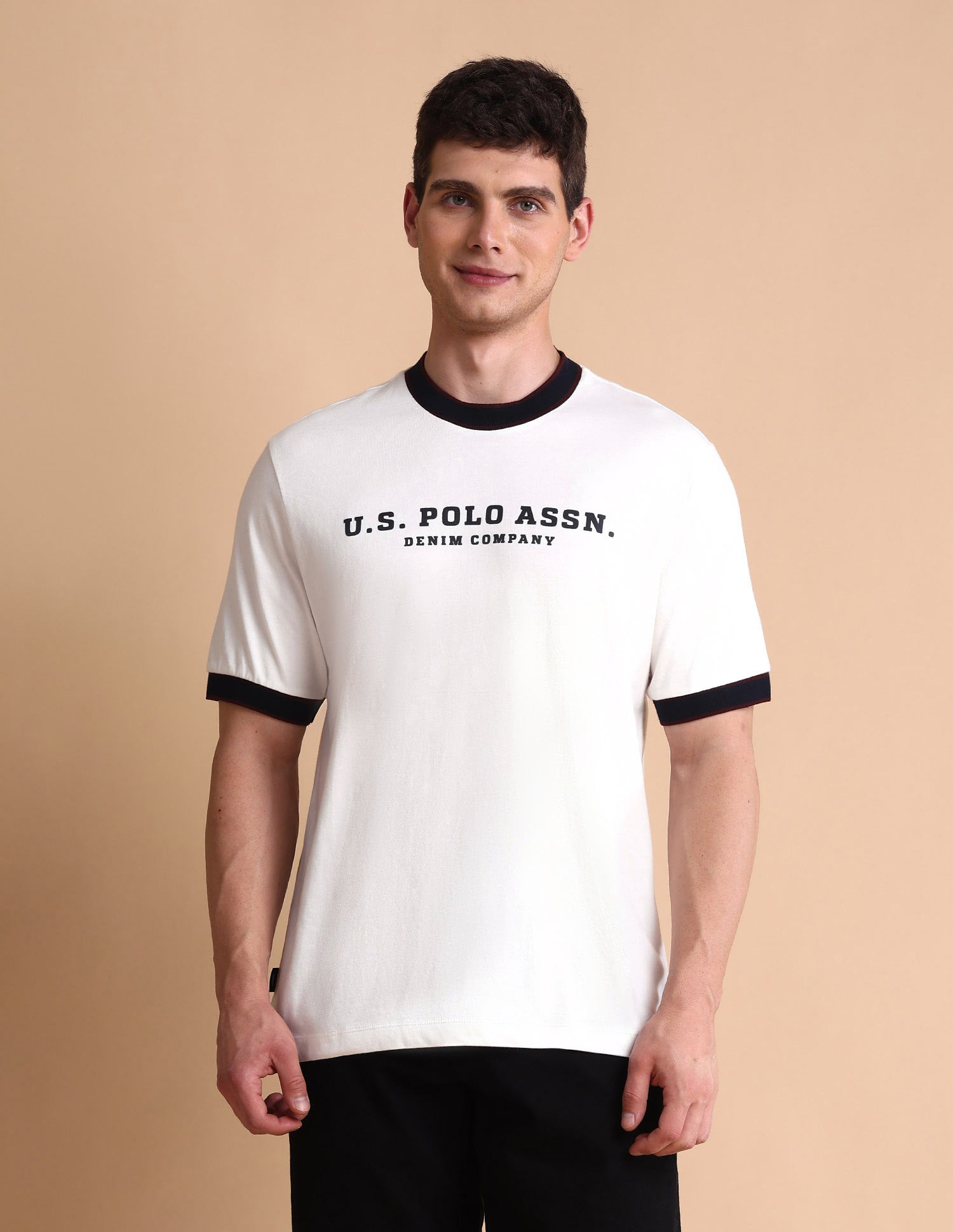 Pure Cotton Muscle Fit T-Shirt Ivory - U.S. POLO ASSN. | Large