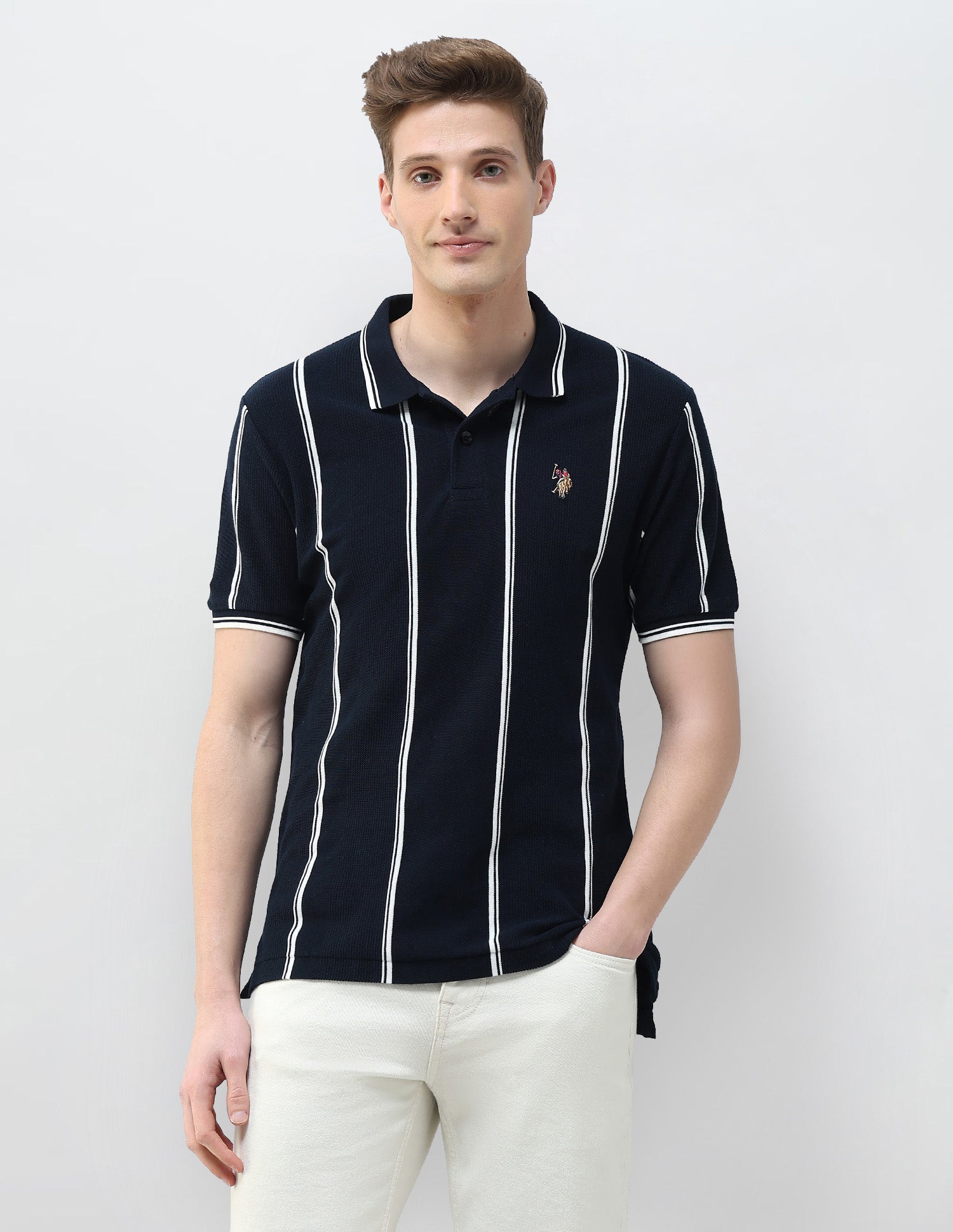 Motel On The Coast Muscle Fit Polo Shirt Navy - U.S. Polo Assn. India | Large