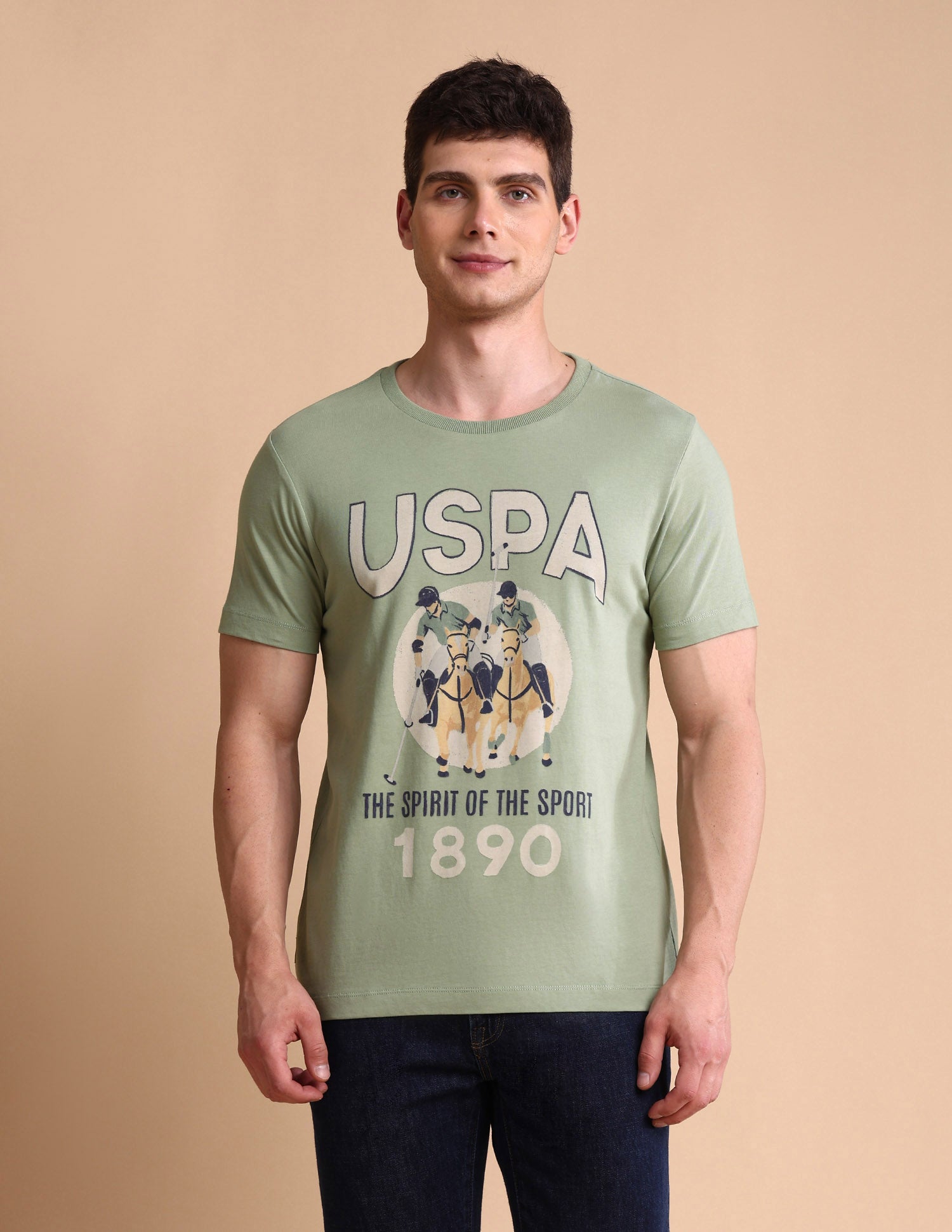 Graphic Printed Muscle Fit T-Shirt Light Green - U.S. POLO ASSN. | Large