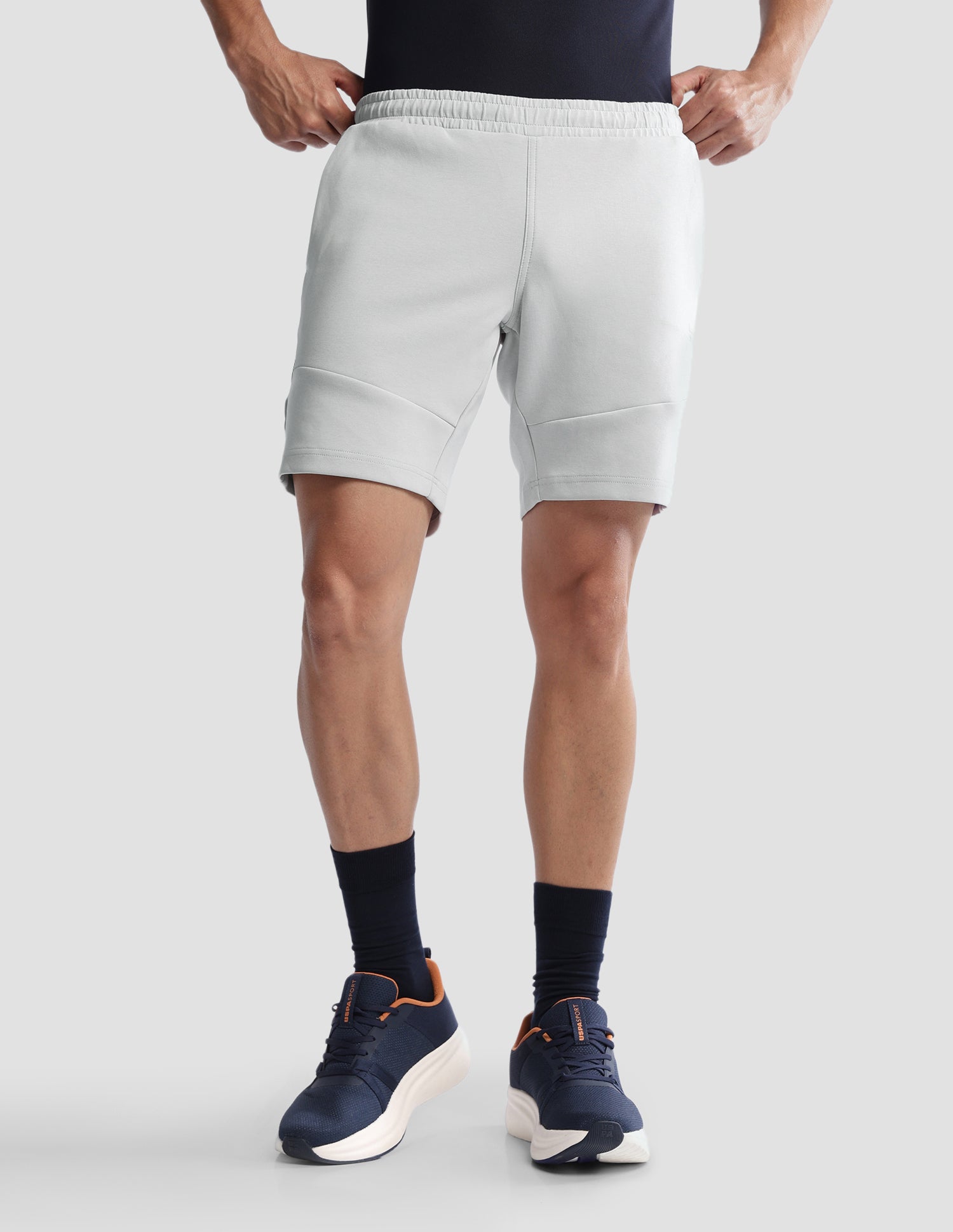 Solid Regular Fit Active Shorts Grey - U.S. Polo Assn. India | Large