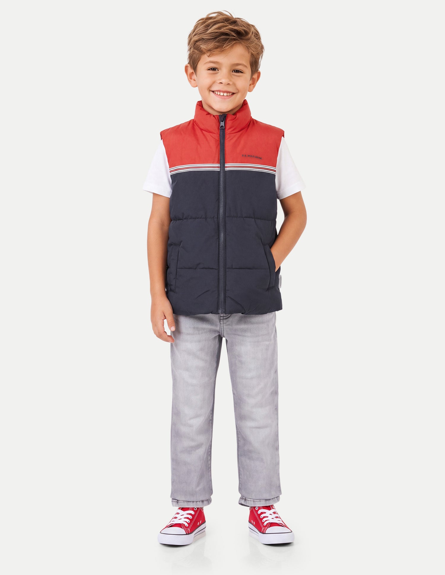Colourblocked Regular Fit Puffer Jacket Navy - U.S. Polo Assn. India | Large