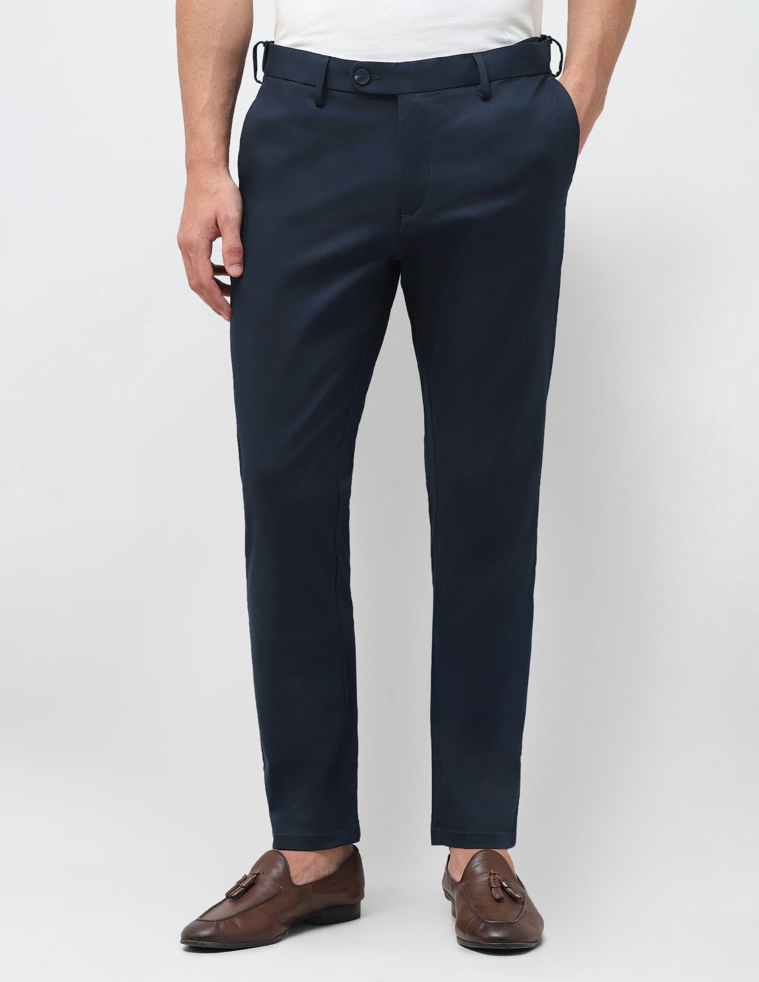 Denver Slim Fit Twill Trousers Navy - U.S. Polo Assn. India | Large
