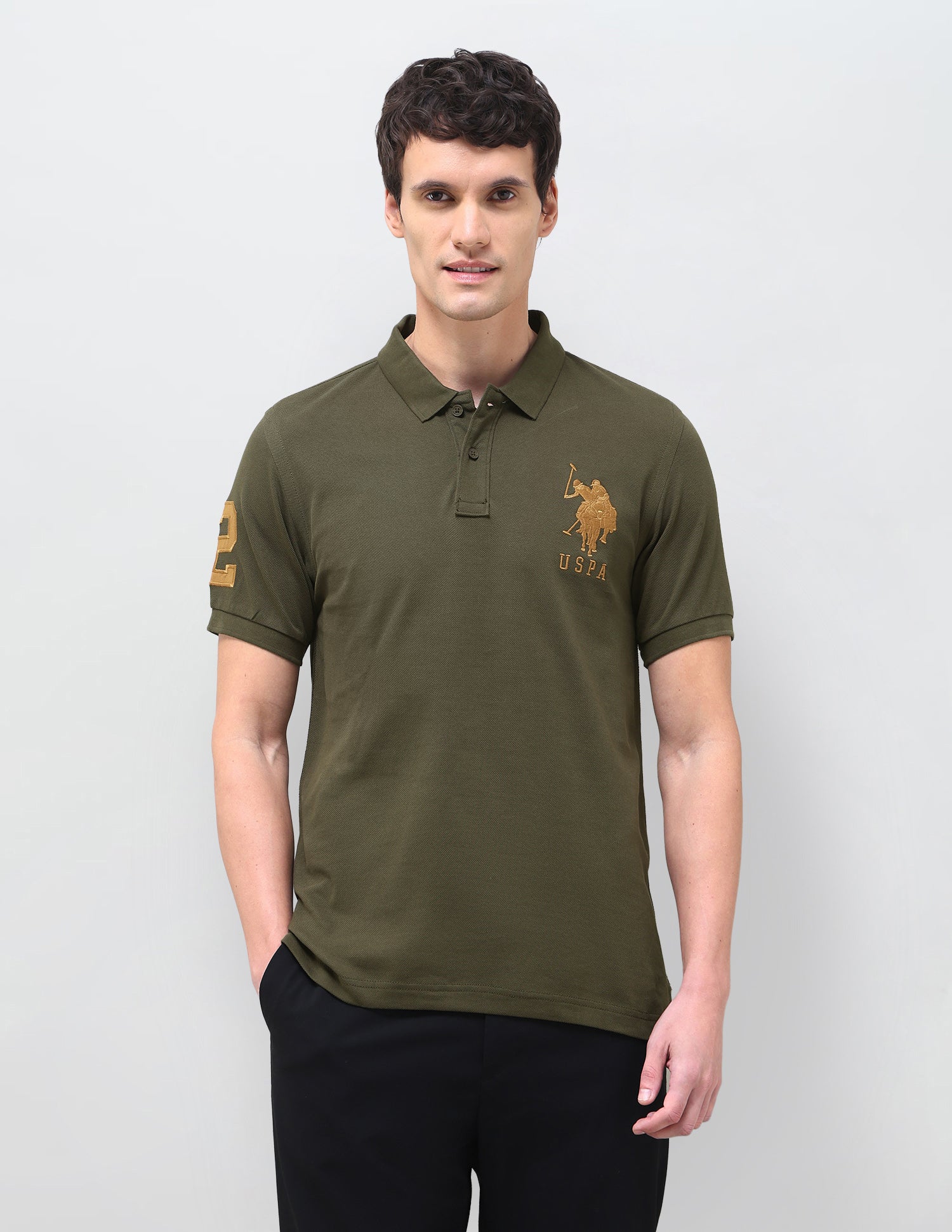 Solid Slim Fit Polo Shirt Green - U.S. Polo Assn. India | Large