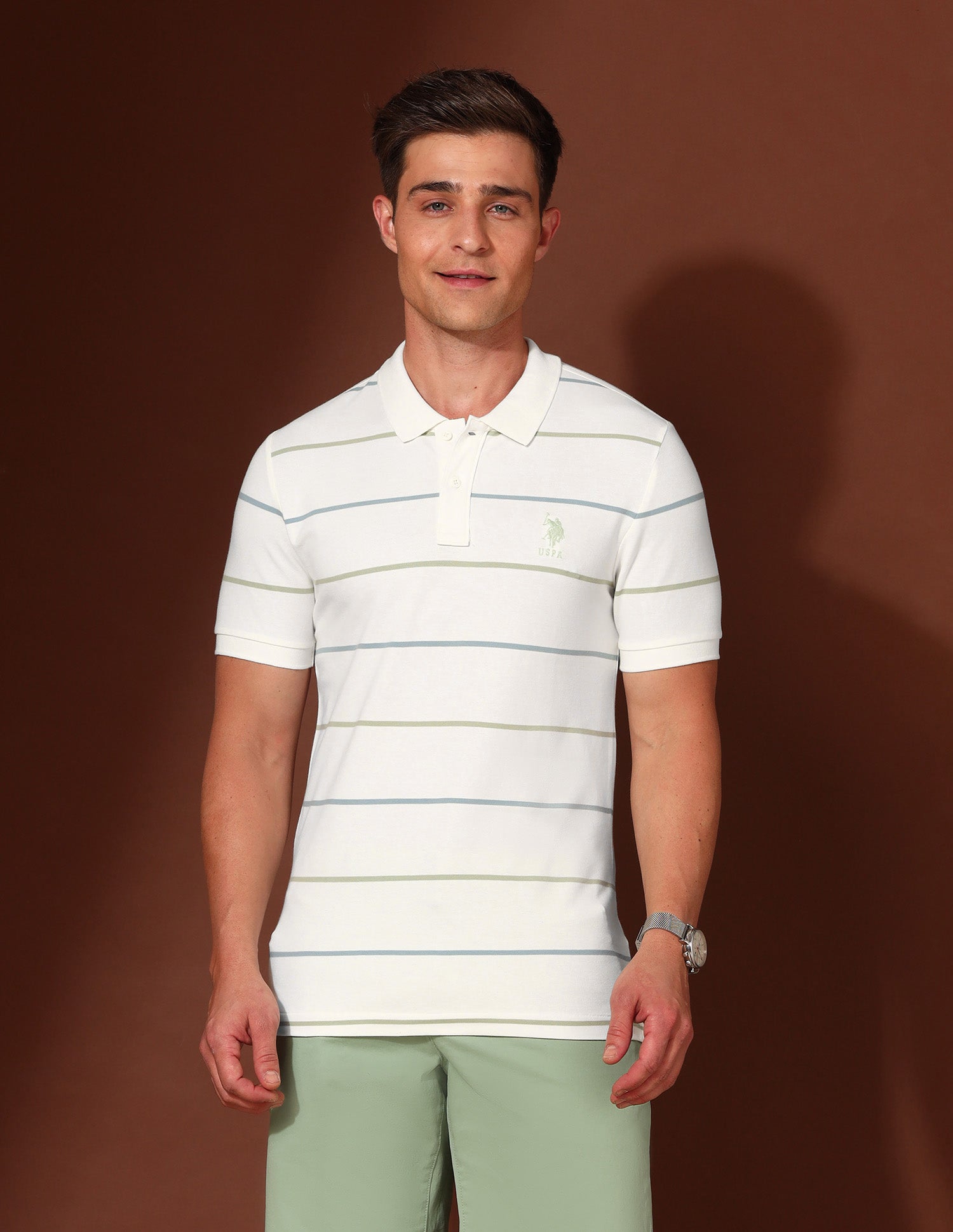 Horizontal Striped Working Holiday Polo Shirt White - U.S. Polo Assn. India | Large