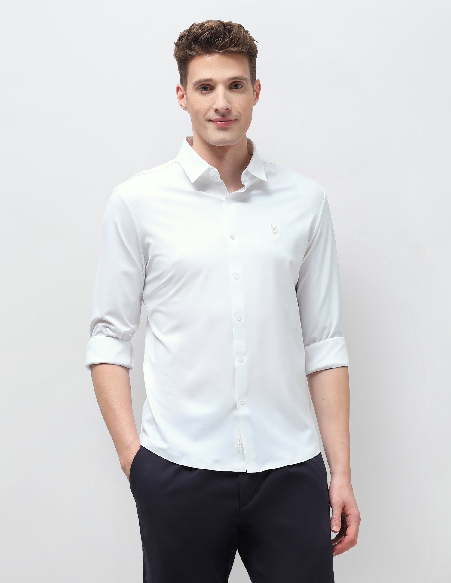 Solid Knitted Shirt White - U.S. Polo Assn. India | Large