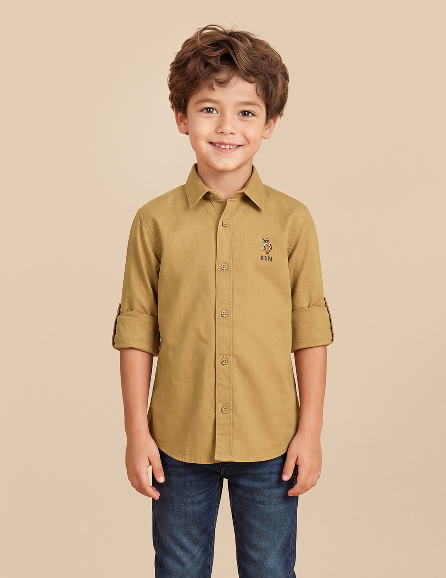 Solid Twill Shirt Khaki - U.S. Polo Assn. India | Large
