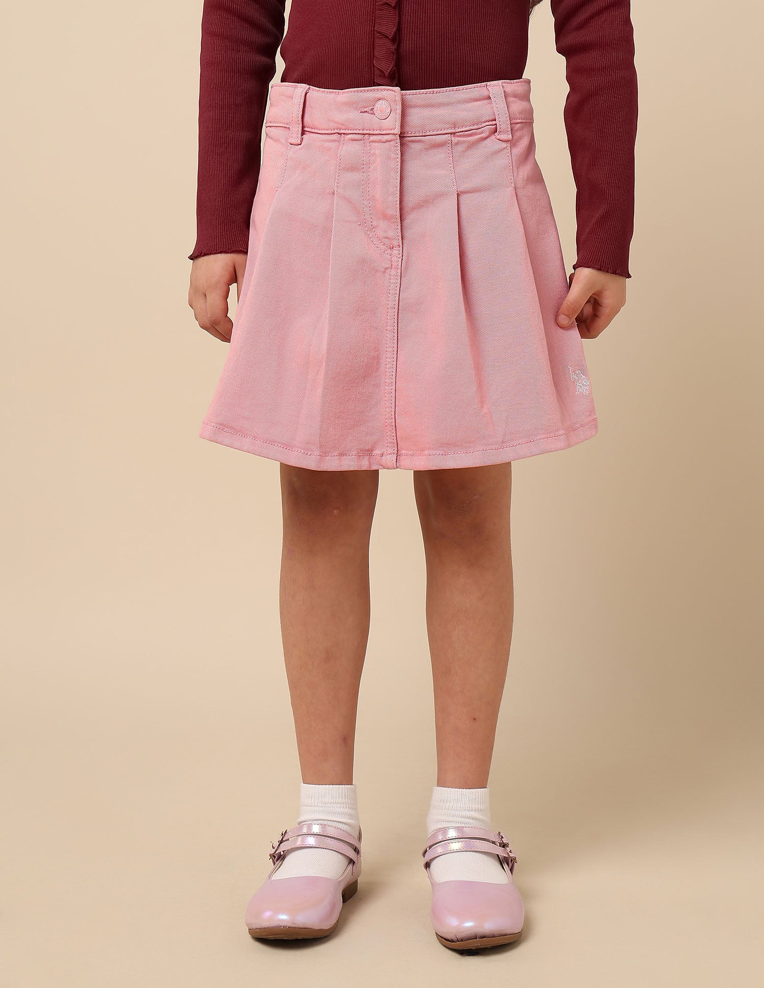 Girls Regular Fit Denim Shorts Pink - U.S. POLO ASSN. | Large