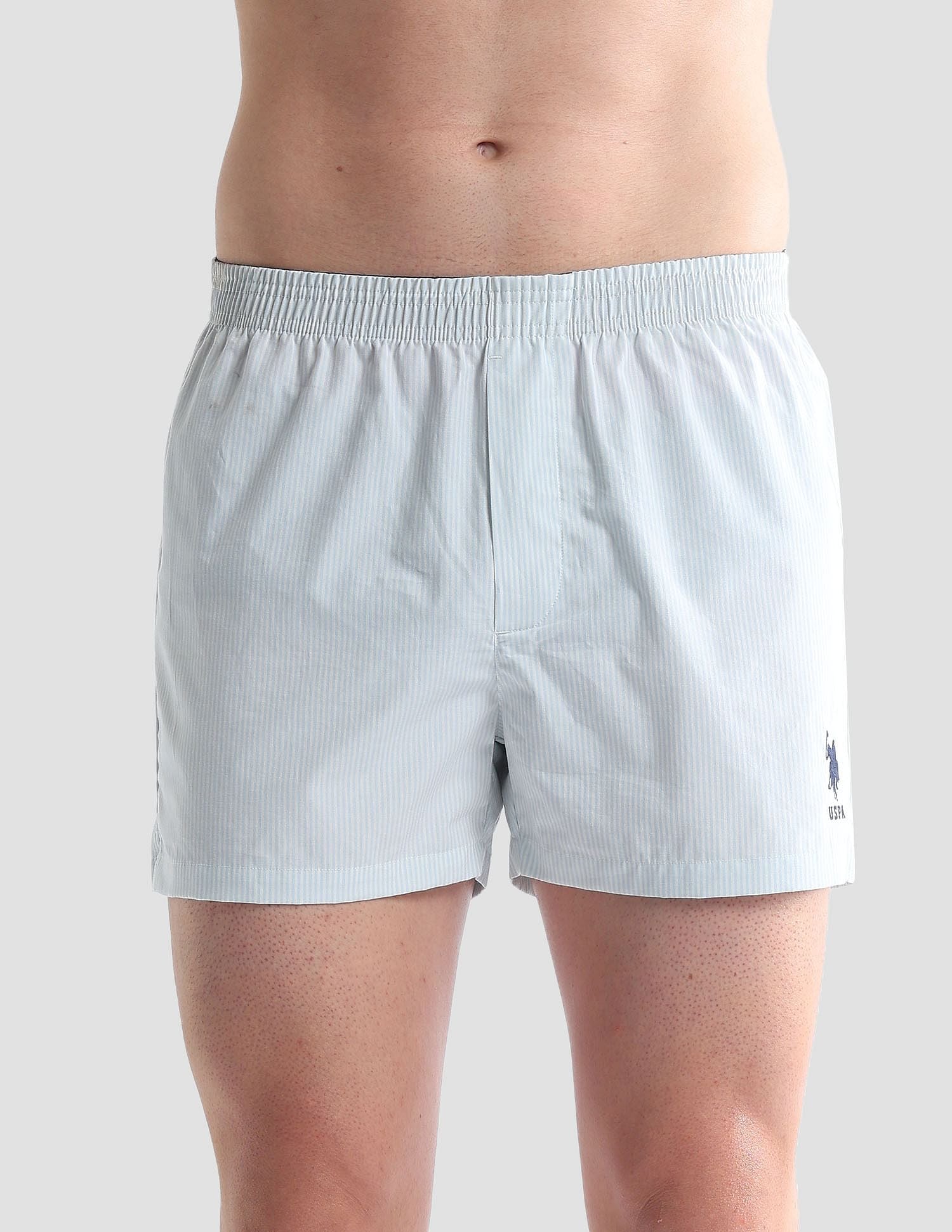 Pure Cotton EX004  Boxer Shorts - Pack of 1 Blue and White - U.S. POLO ASSN. | Large