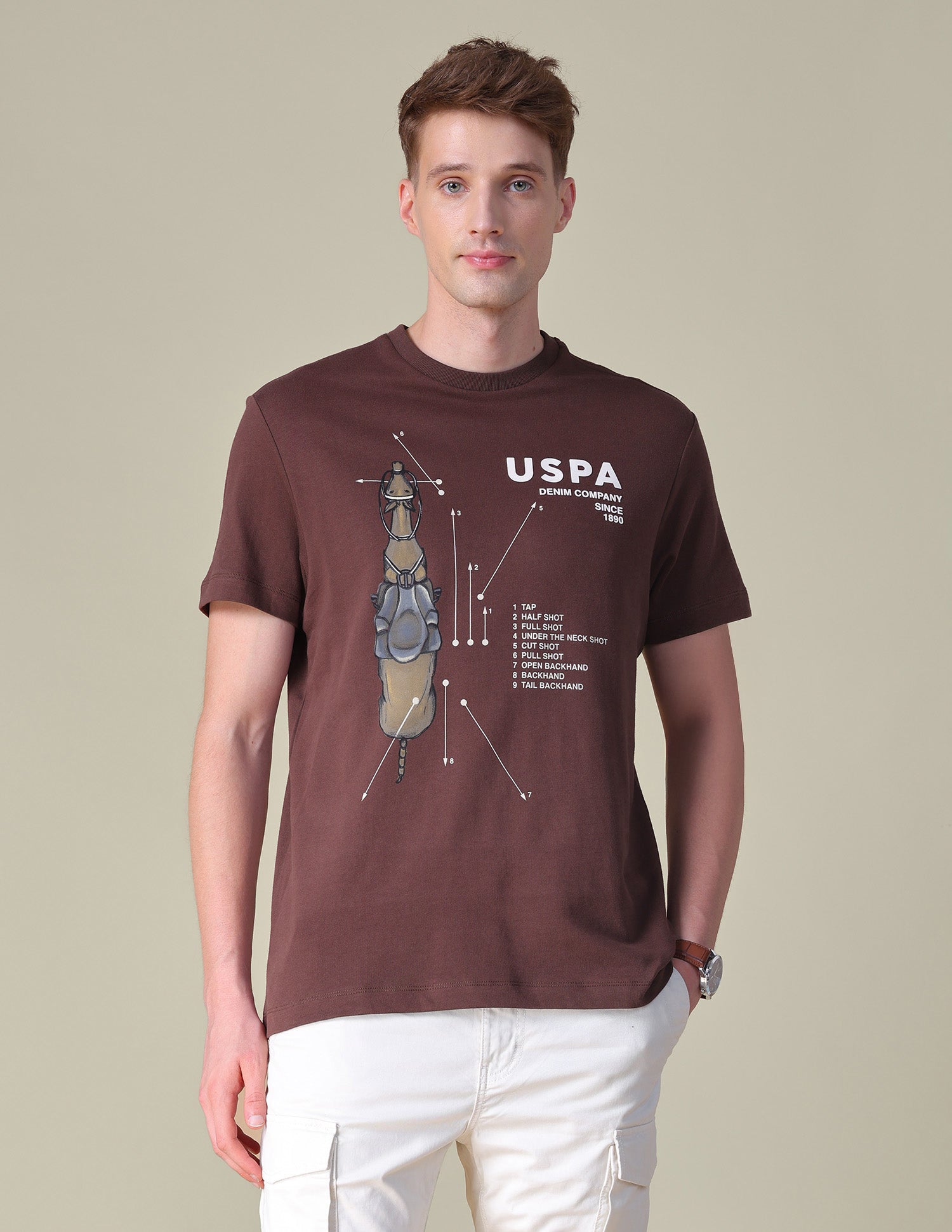 Graphic Brand Printed Relaxed Fit T-Shirt Choco - U.S. POLO ASSN. | Large