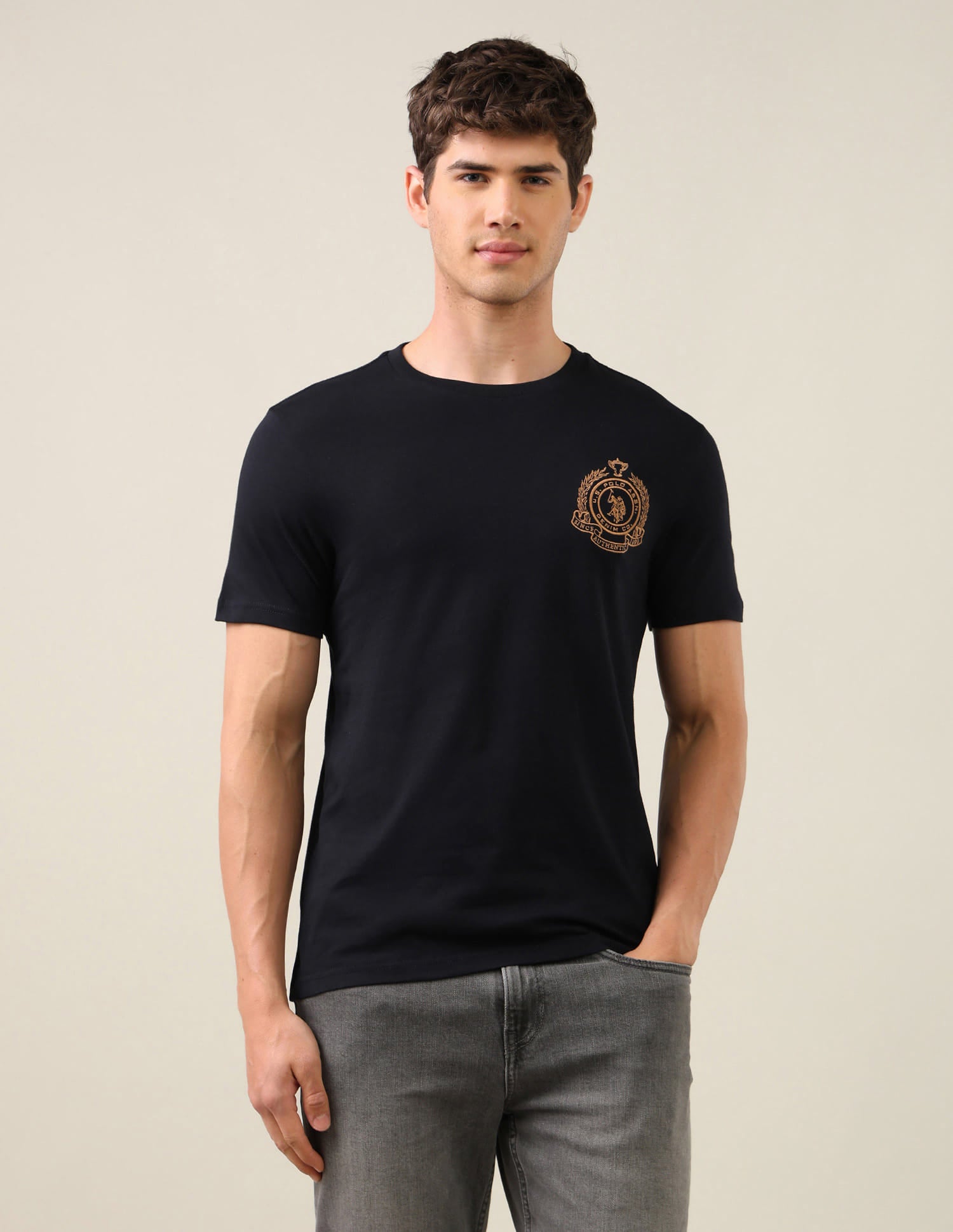 Solid Regular Fit T-Shirt Blue - U.S. Polo Assn. India | Large