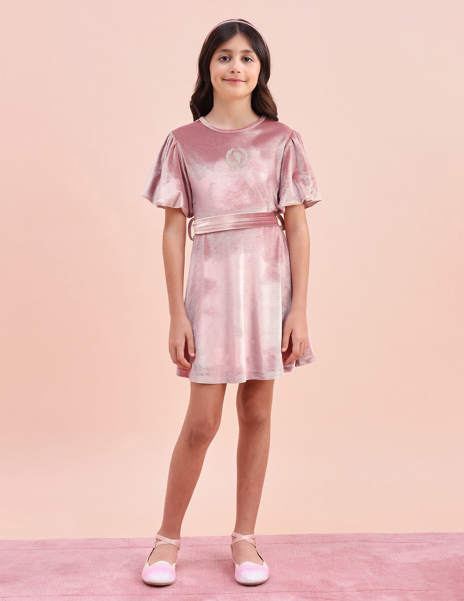 Girls Solid Fit & Flare Dress Pink - U.S. POLO ASSN. | Large