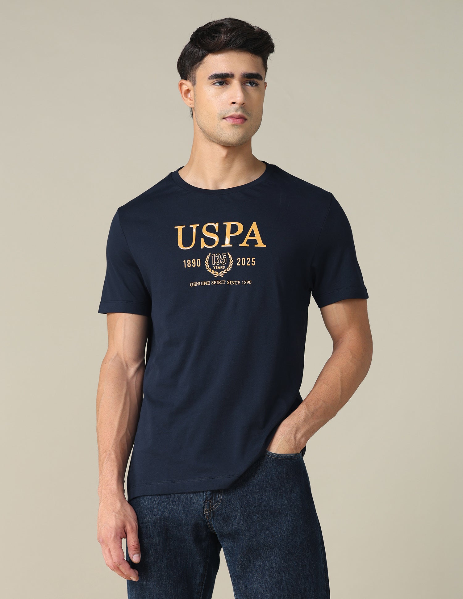 Brand Printed Regular Fit T-shirt Navy - U.S. POLO ASSN. | Large