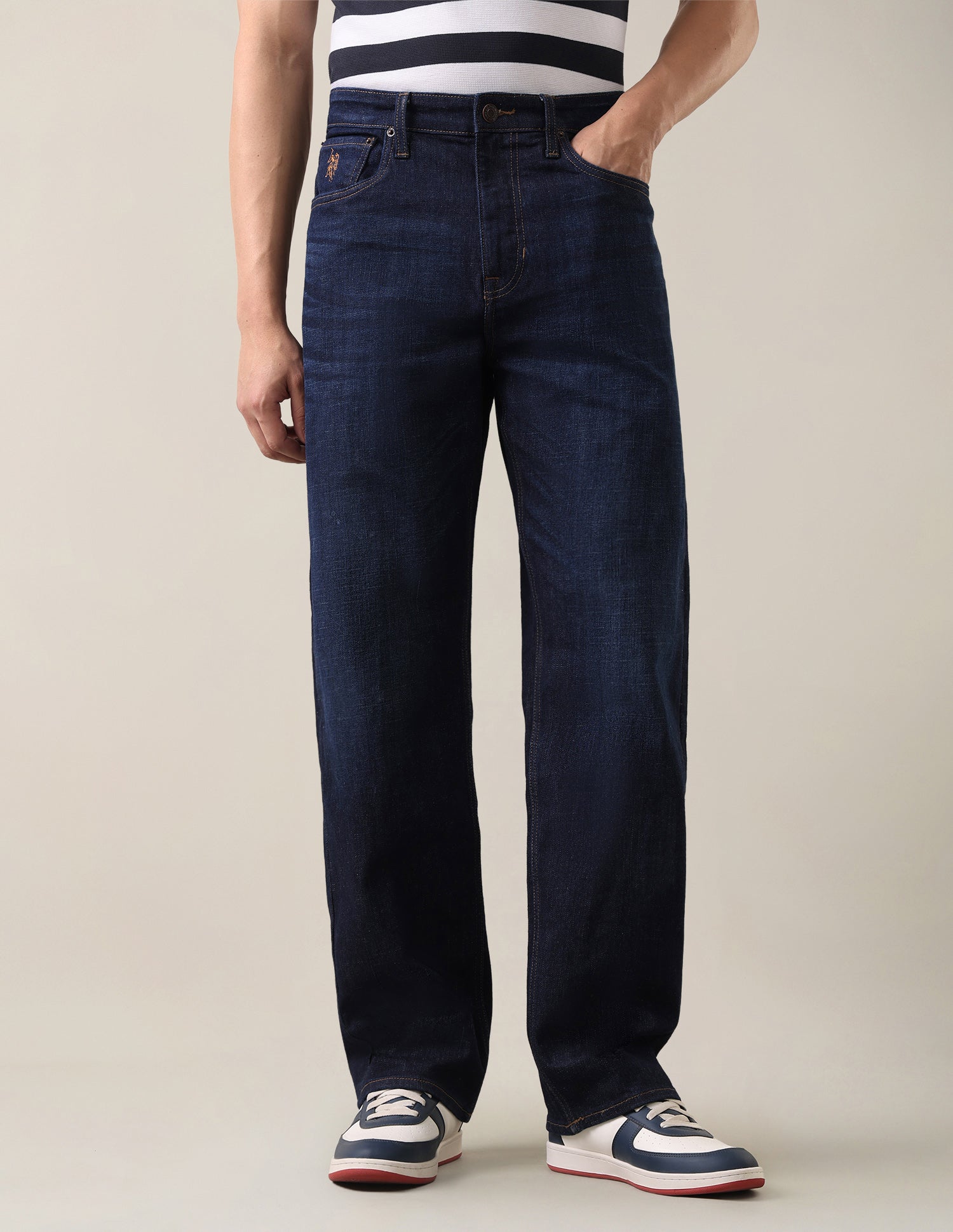 Logan Loose Straight Fit Blue Jeans Dark Indigo - U.S. Polo Assn. India | Large