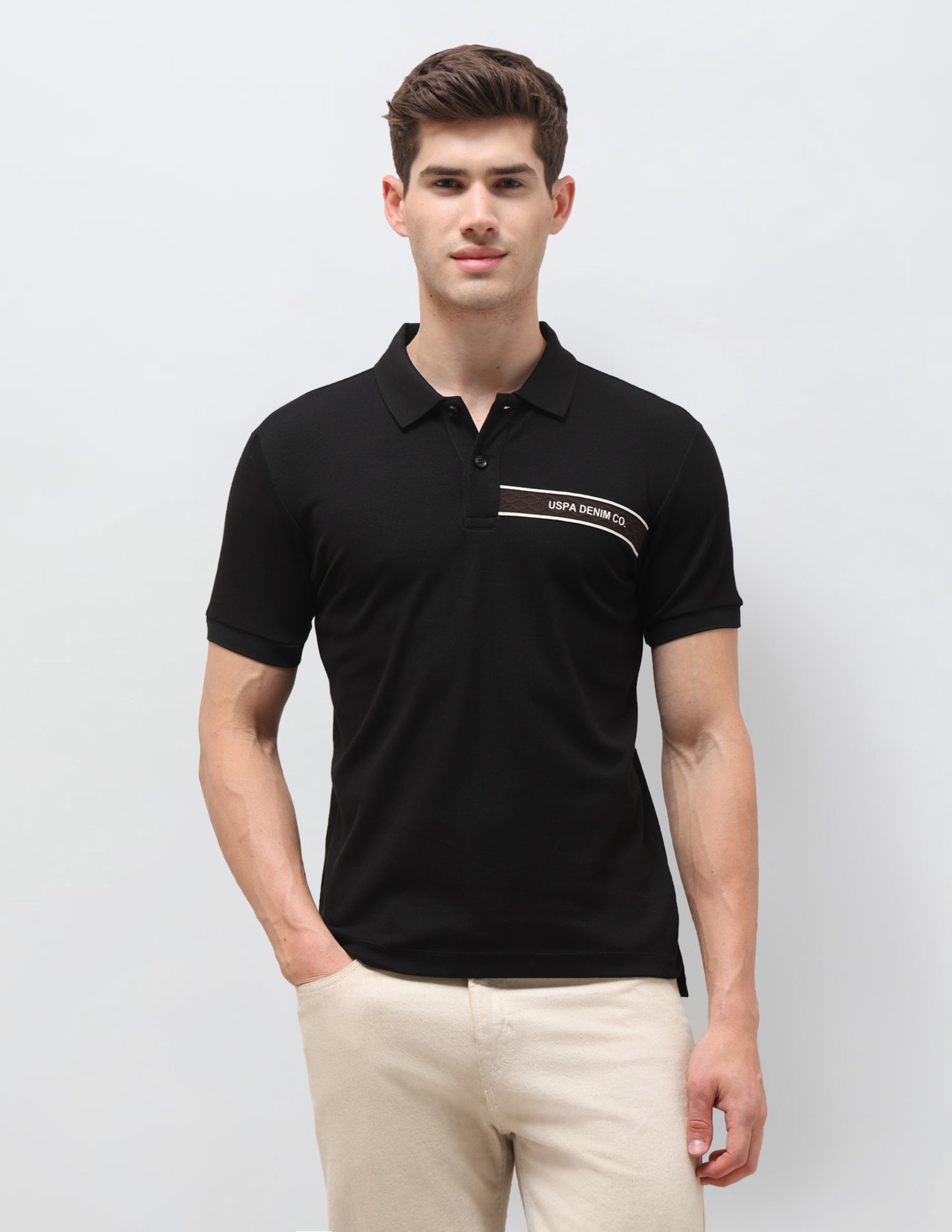 Solid Slim Fit Polo Shirt Black - U.S. Polo Assn. India | Large