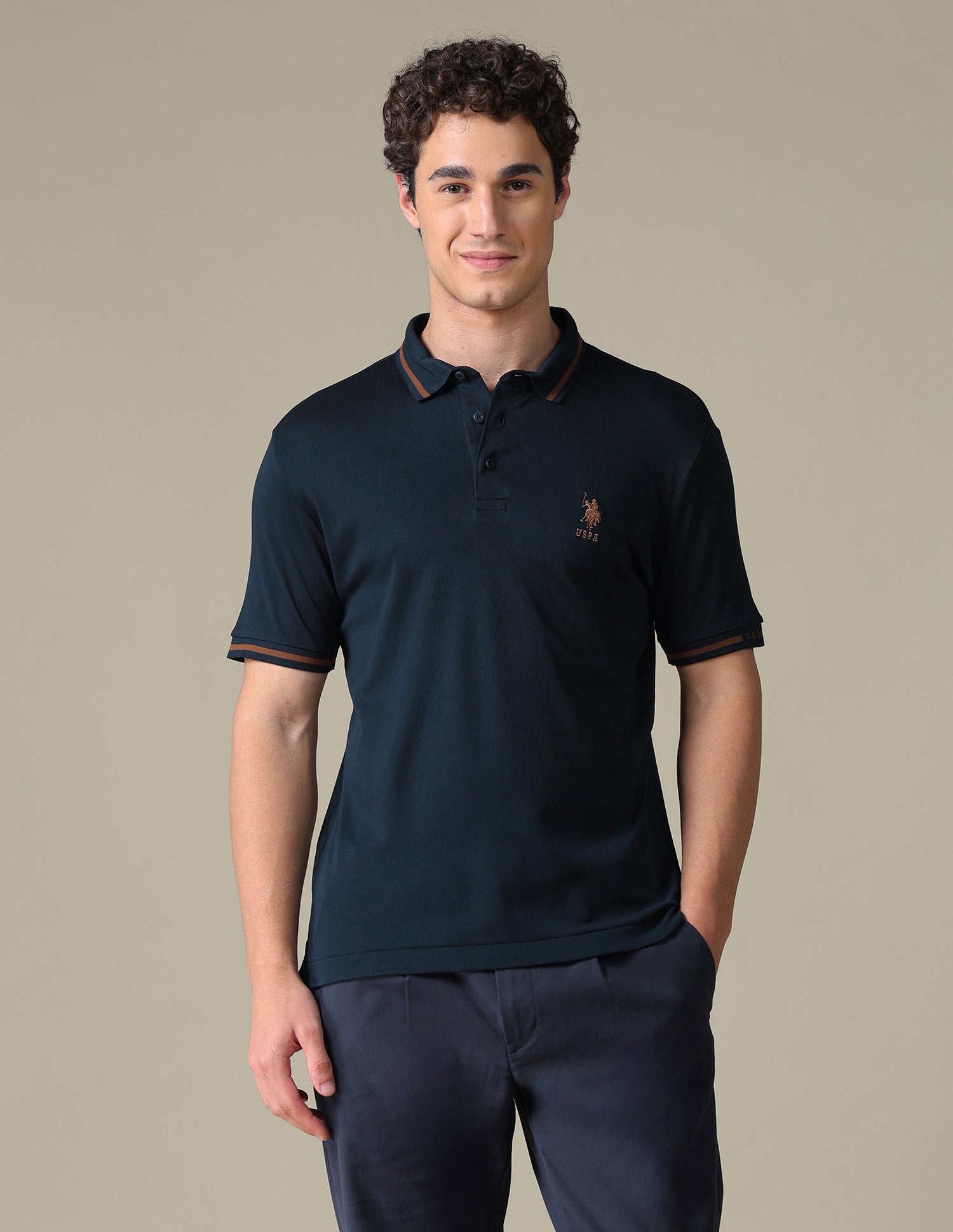 Solid Regular Fit Polo Shirt Navy - U.S. Polo Assn. India | Large