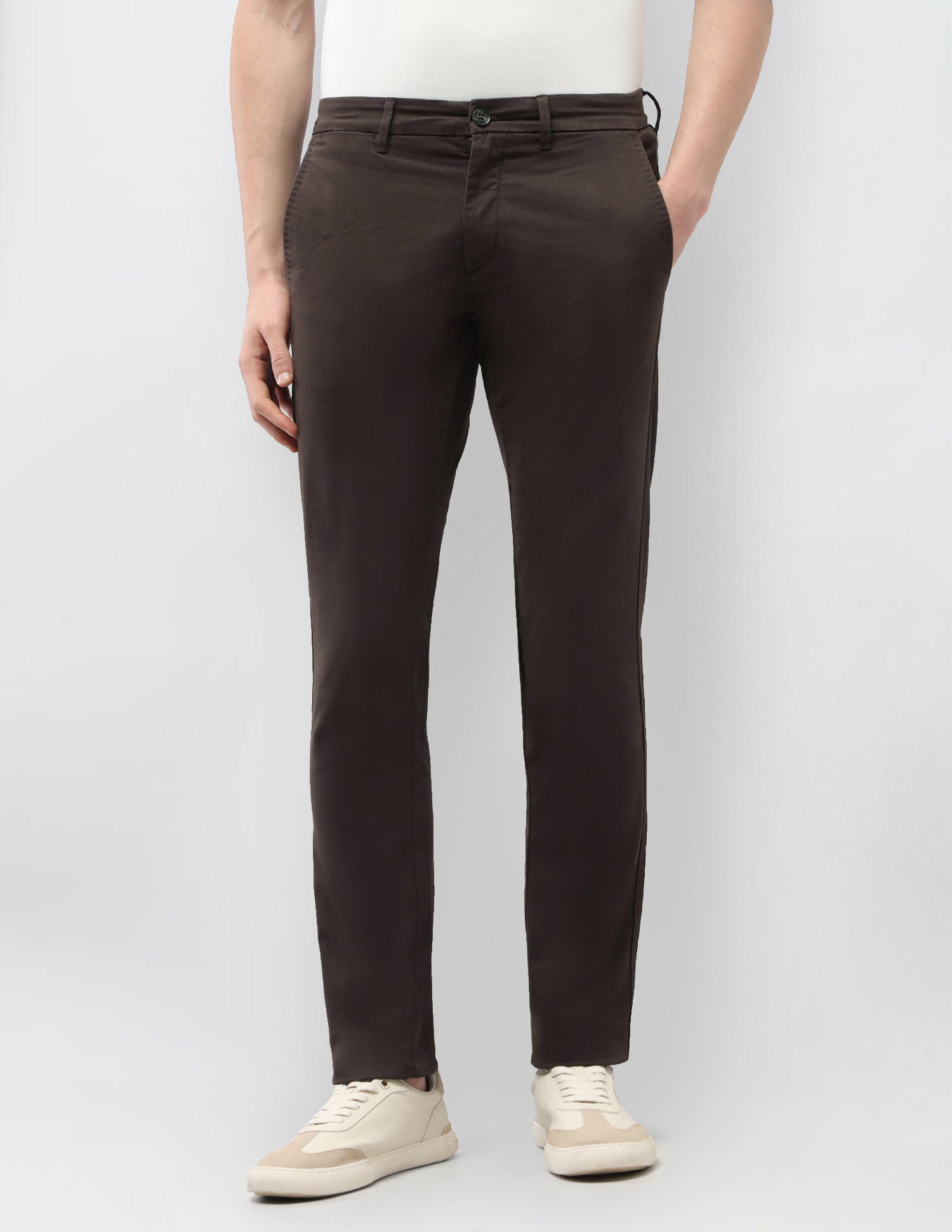 Austin Slim Fit Satin Trousers Dark Brown - U.S. Polo Assn. India | Large