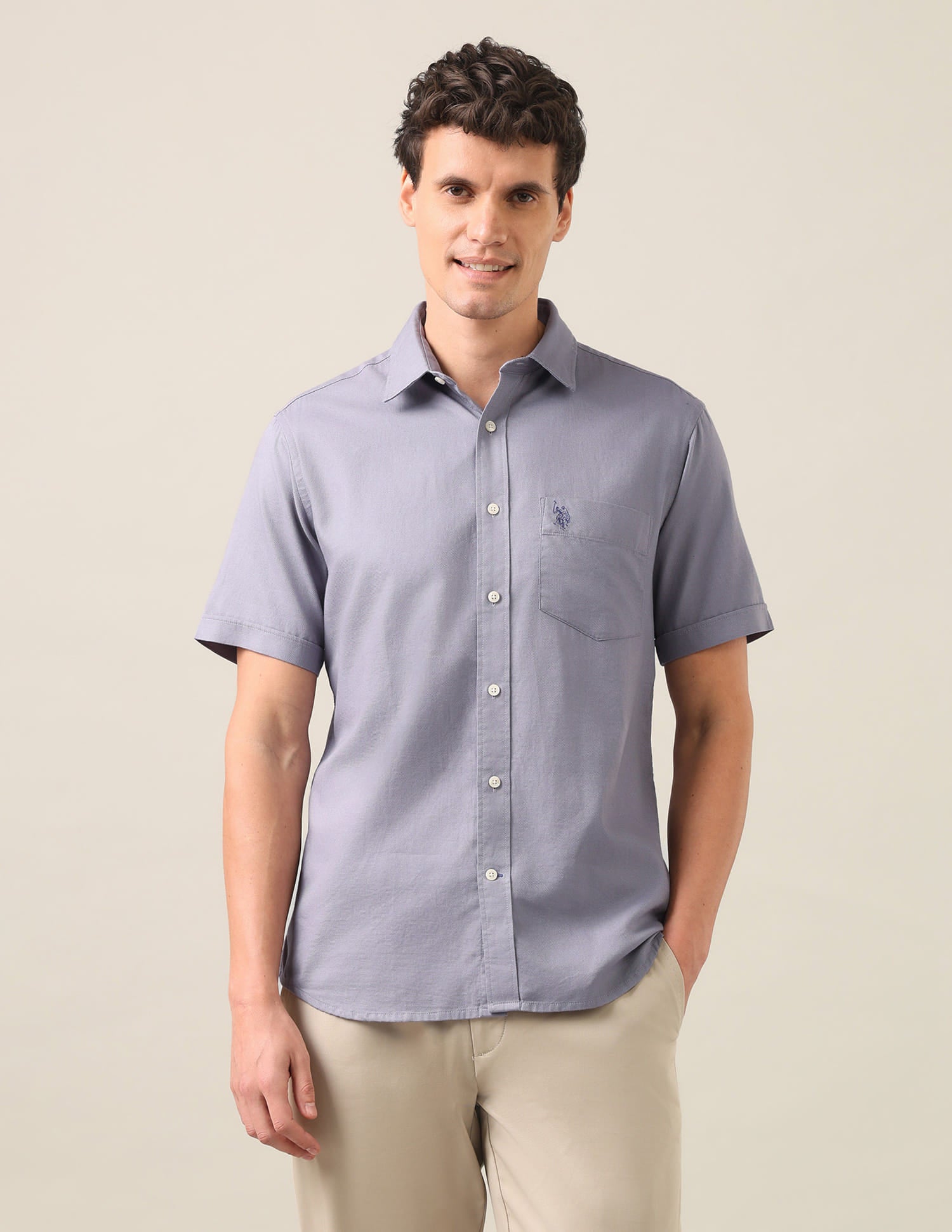 Solid Dobby Shirt Lavender - U.S. Polo Assn. India | Large