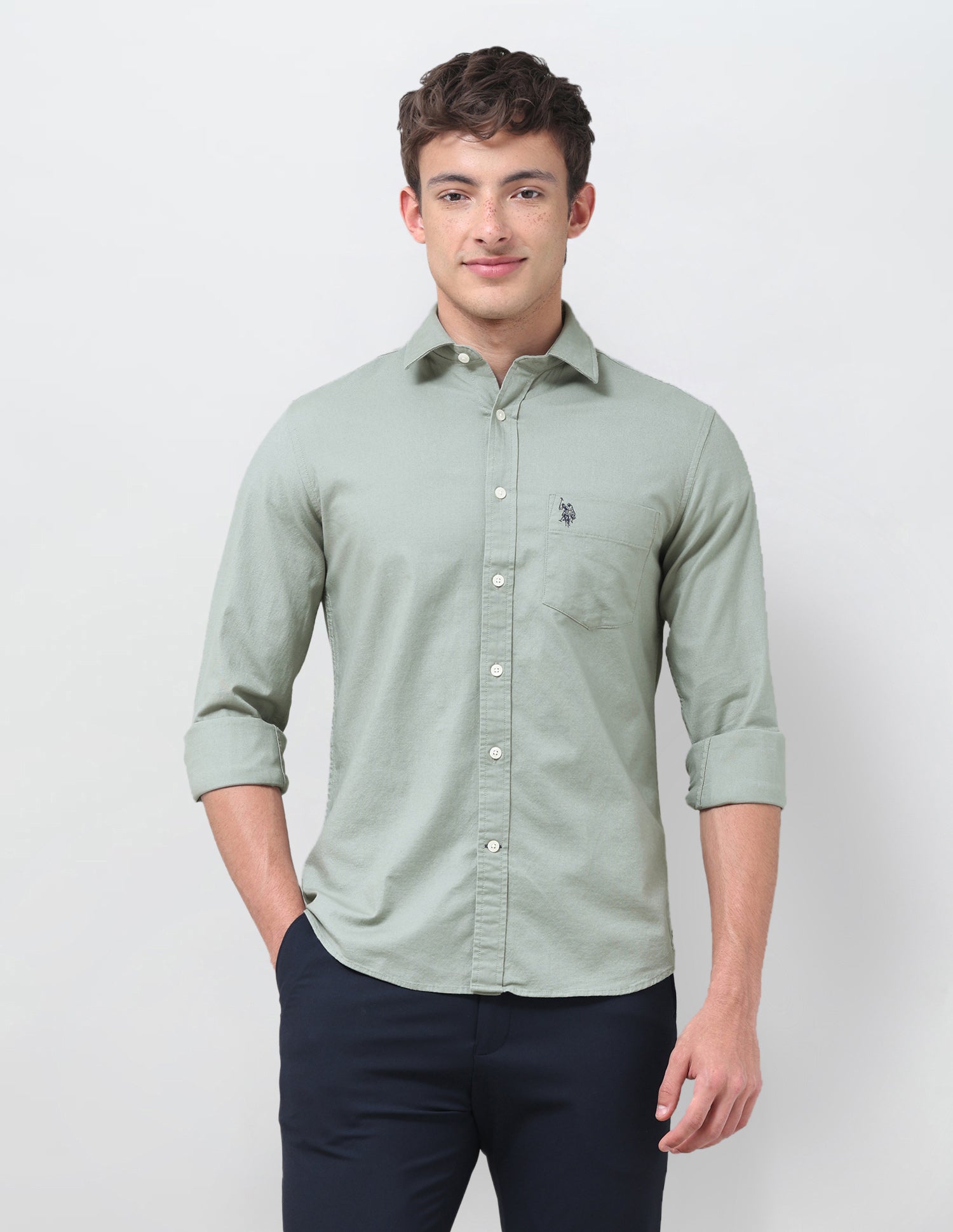 Tailored Fit Oxford Shirt Green - U.S. Polo Assn. India | Large