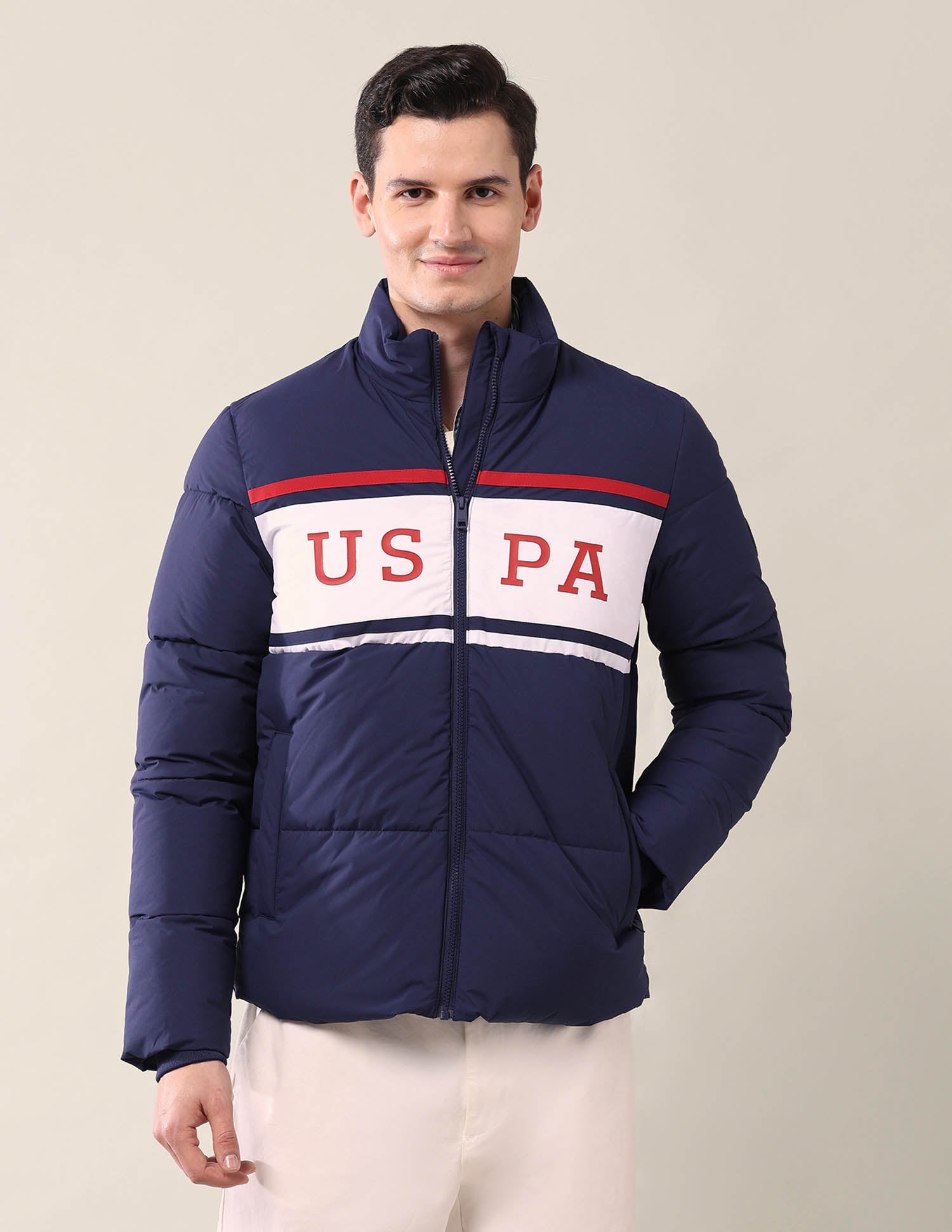 Colourblocked Puffer Jacket Navy - U.S. Polo Assn. India | Large