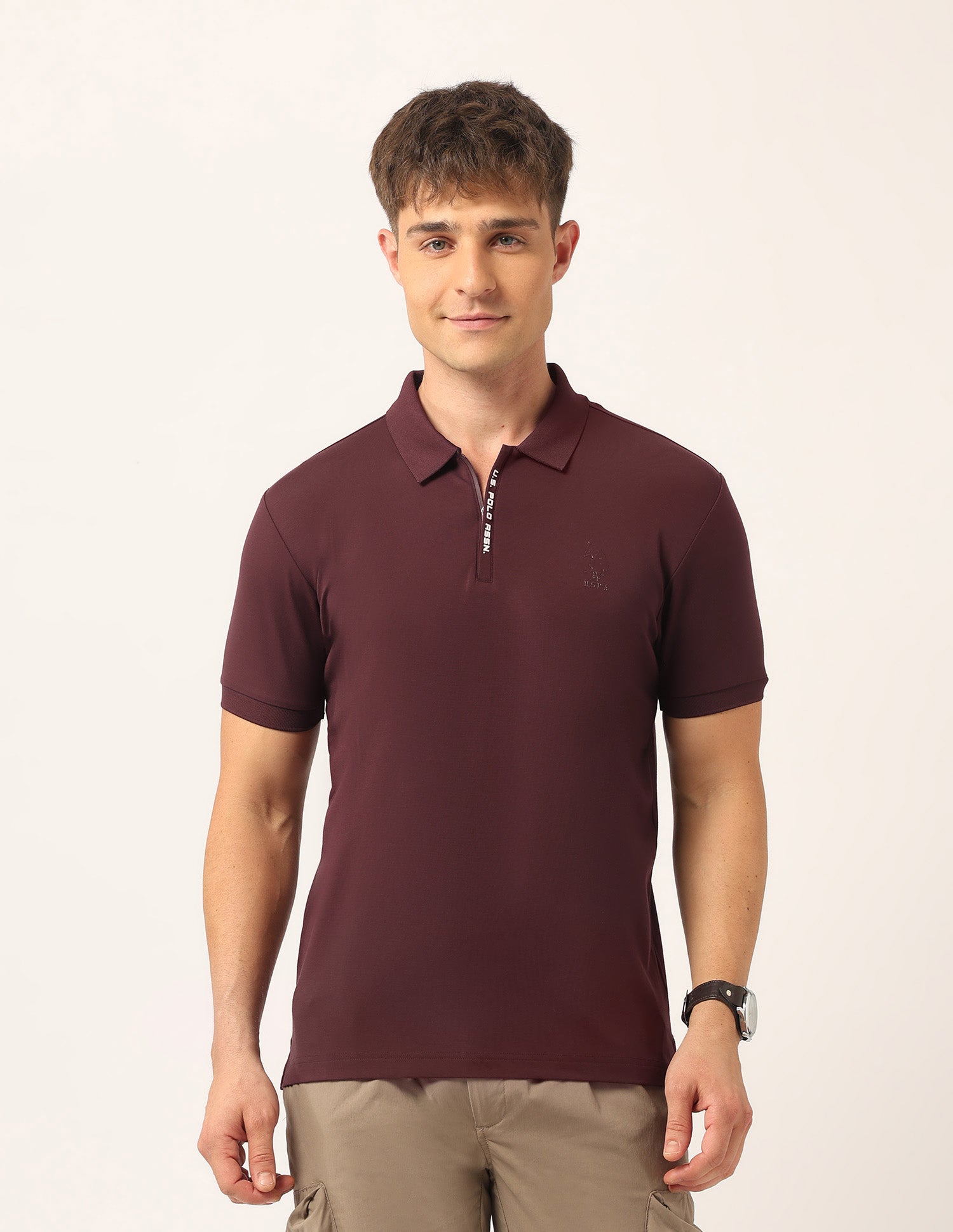 Solid Muscle Fit Polo Shirt Burgundy - U.S. Polo Assn. India | Large