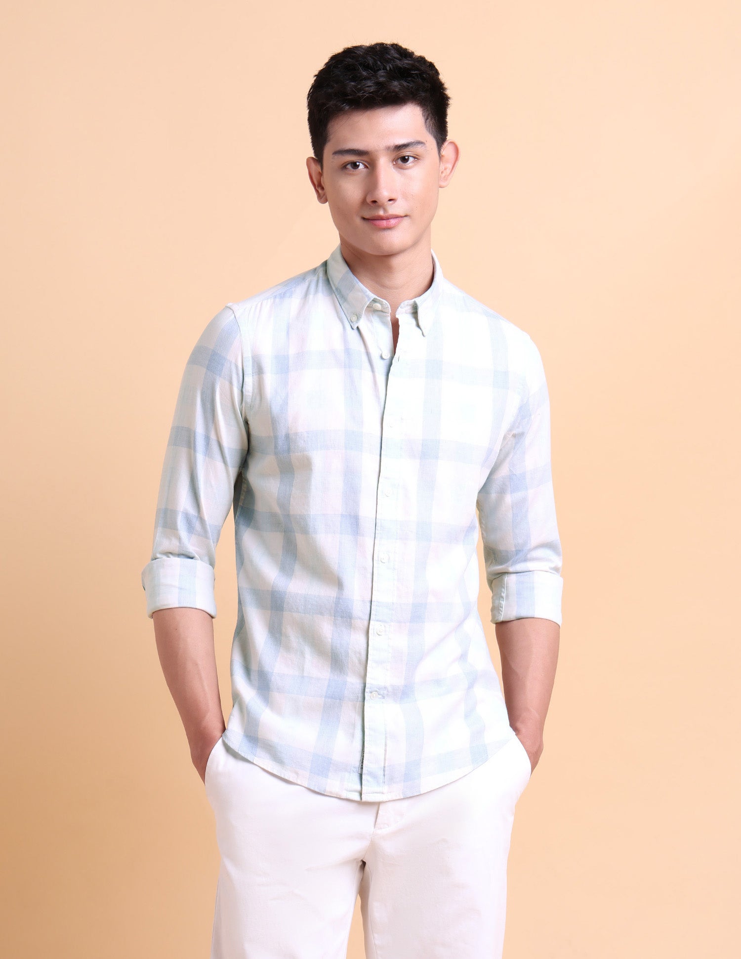 Dobby Cotton Shirt Blue - U.S. POLO ASSN. | Large