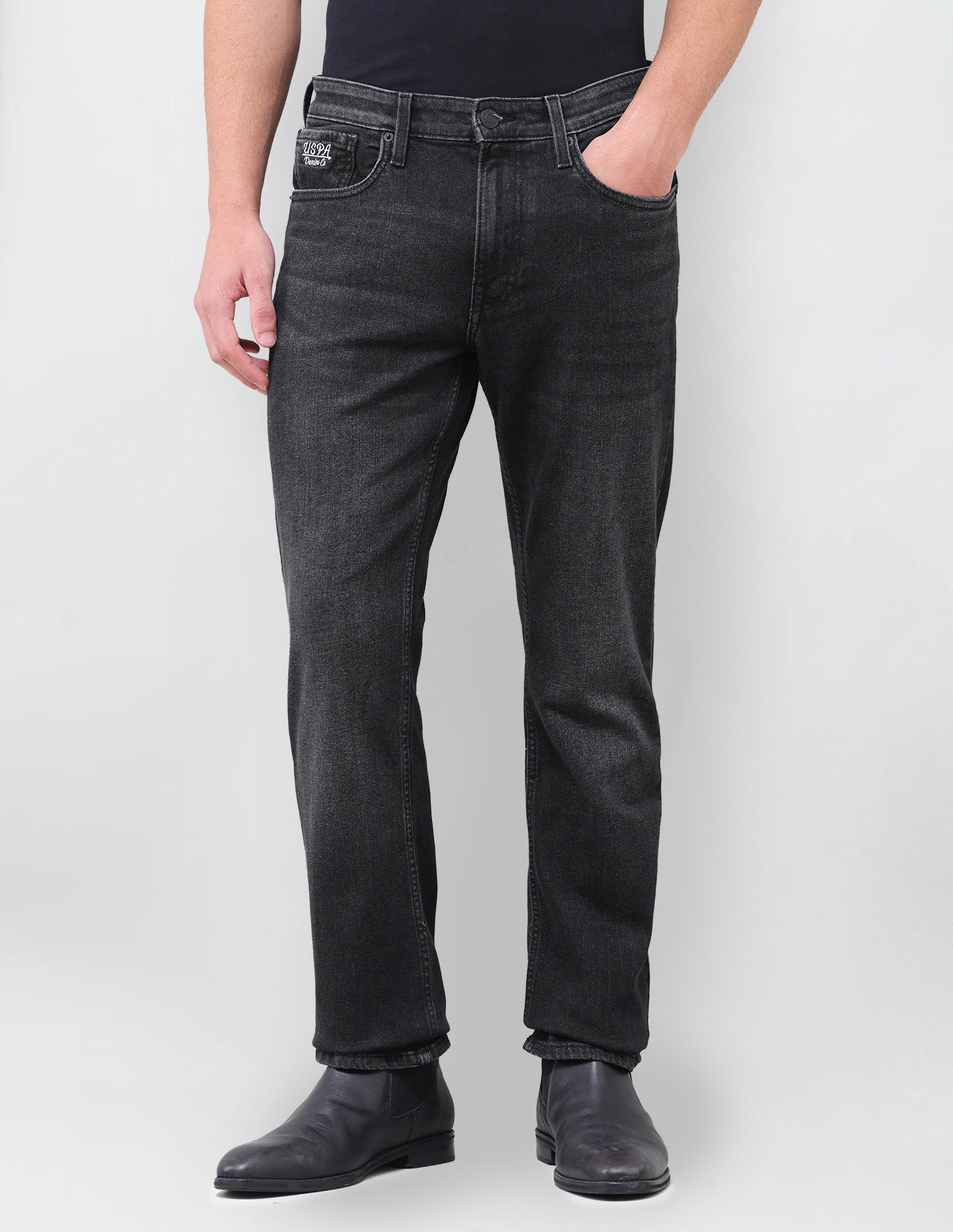 Harold Slim Straight Fit Black Jeans Black - U.S. Polo Assn. India | Large