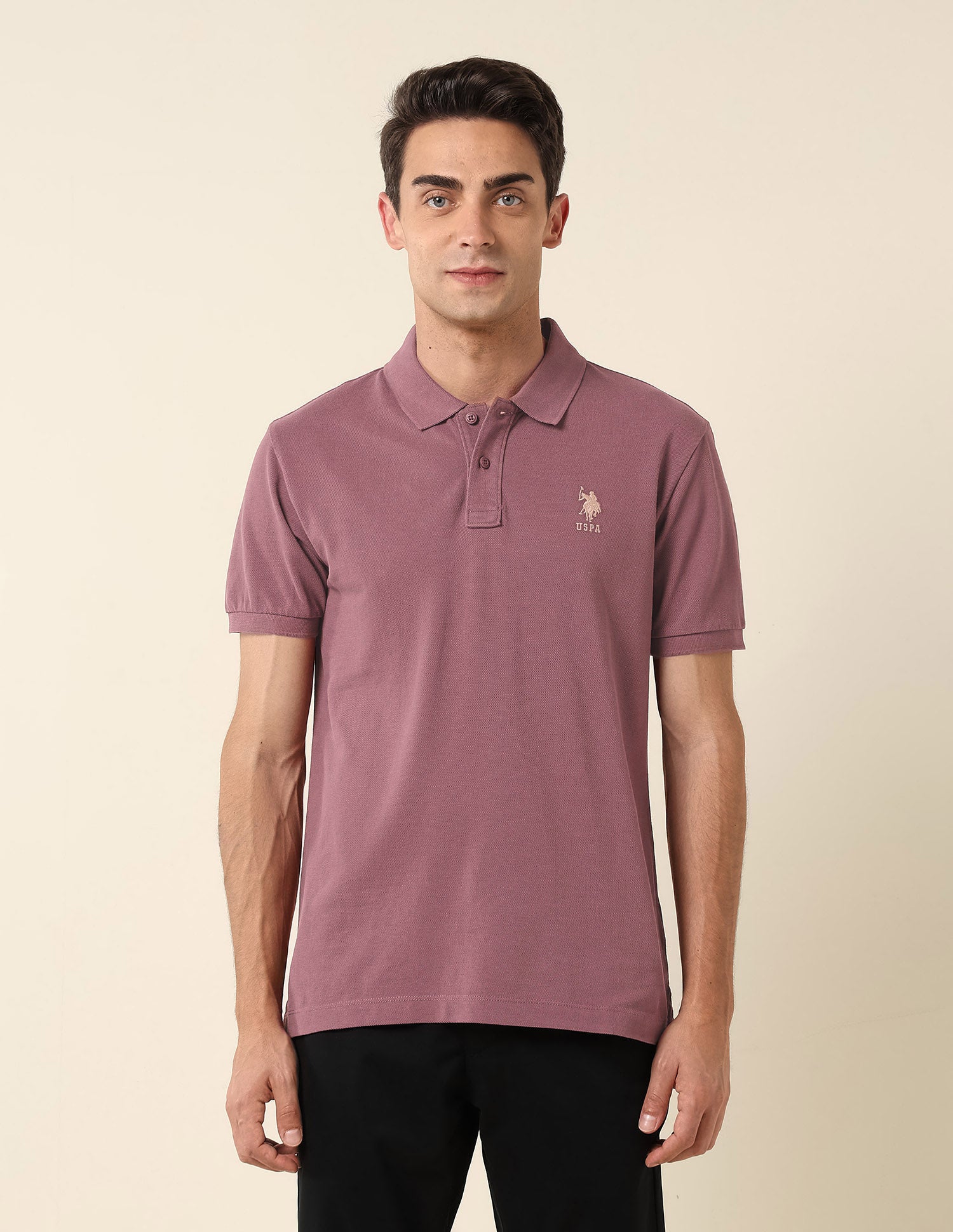 Slim Fit Pure Cotton Polo Shirt Purple - U.S. Polo Assn. India | Large
