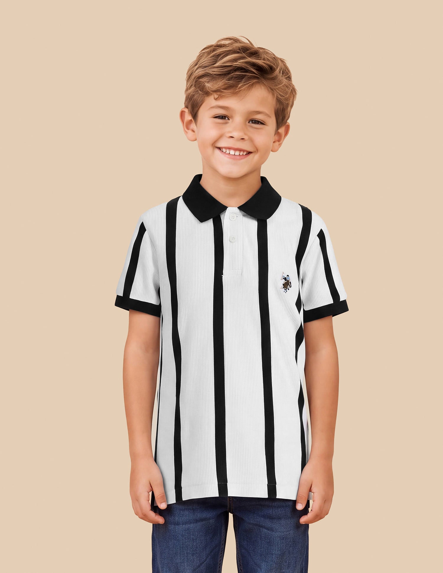 Vertical Striped Regular Fit Polo Shirt White - U.S. Polo Assn. India | Large