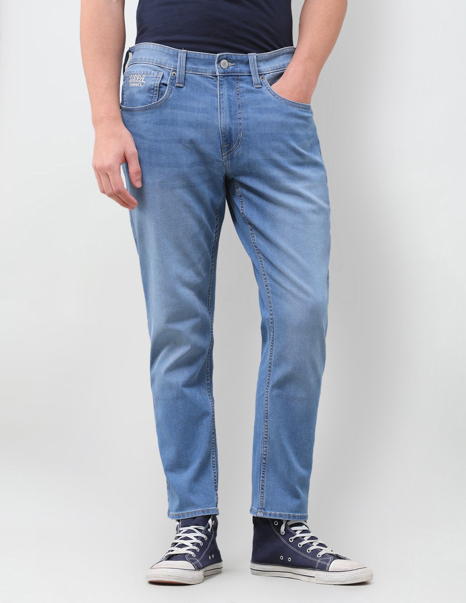 Cole Comfort Cropped Fit Blue Jeans Light Indigo - U.S. Polo Assn. India | Large