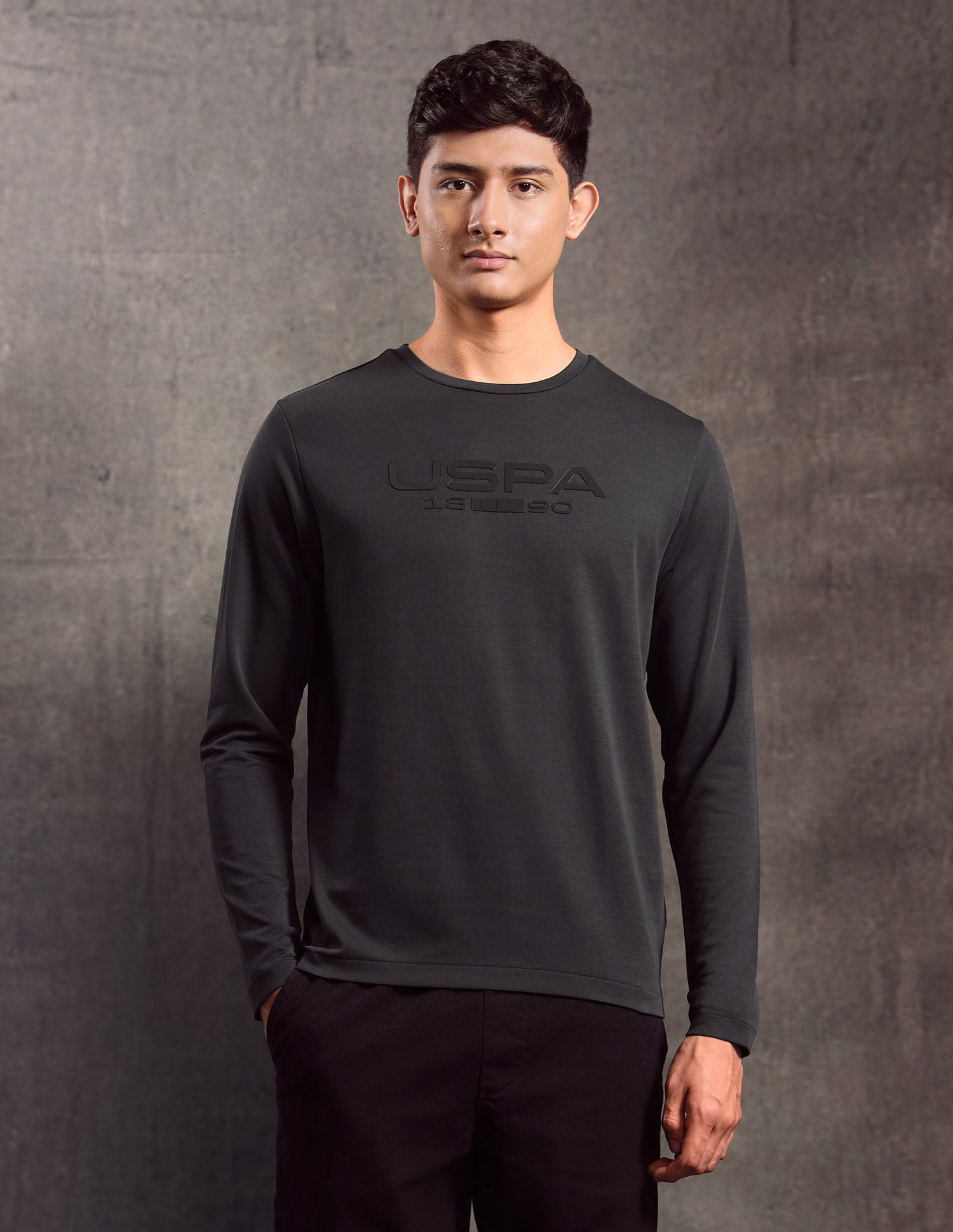 Brand Embossed Regular Fit T-shirt Dark Grey - U.S. POLO ASSN. | Large