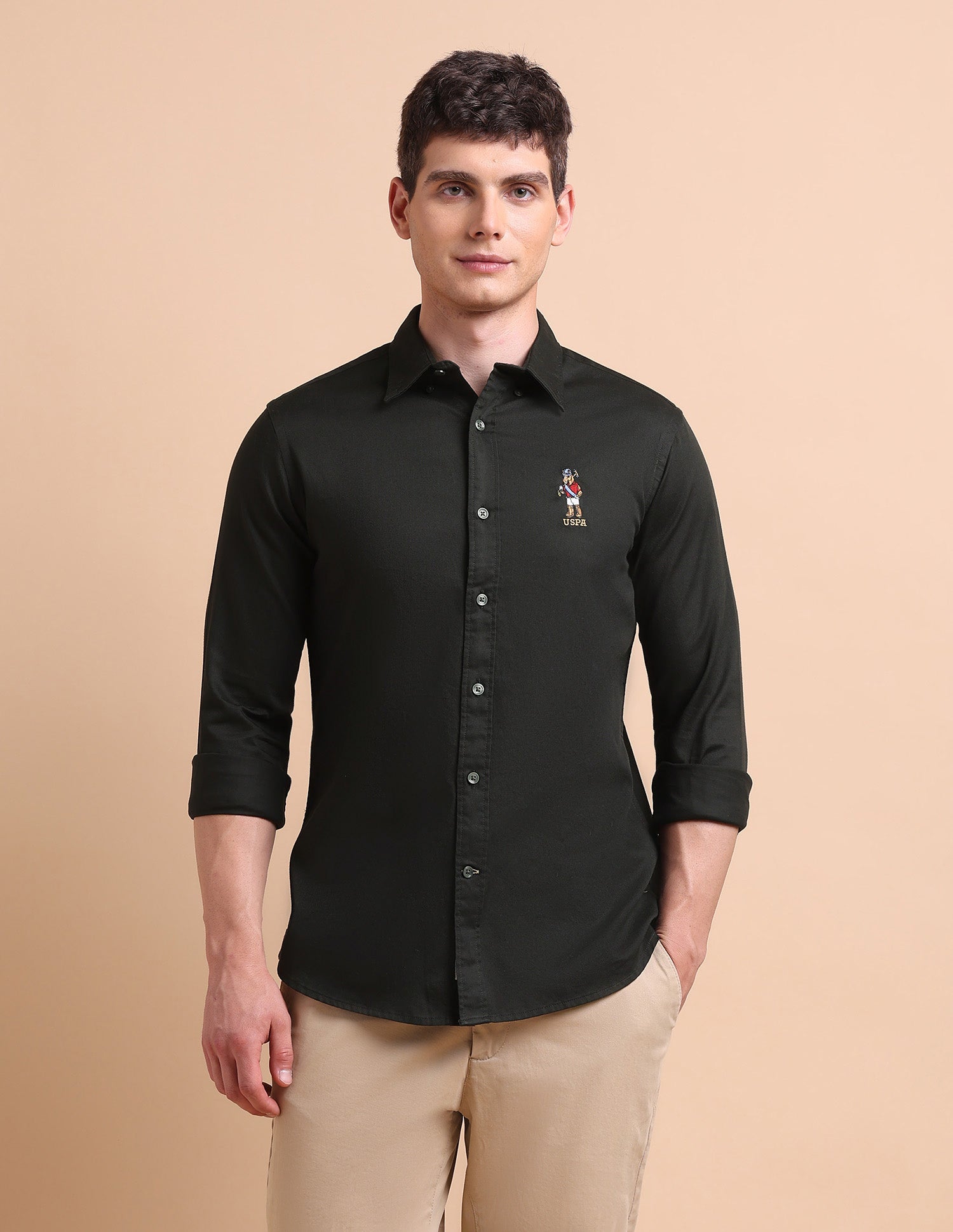 Tailored Fit Button Down Shirt Dark Green - U.S. POLO ASSN. | Large