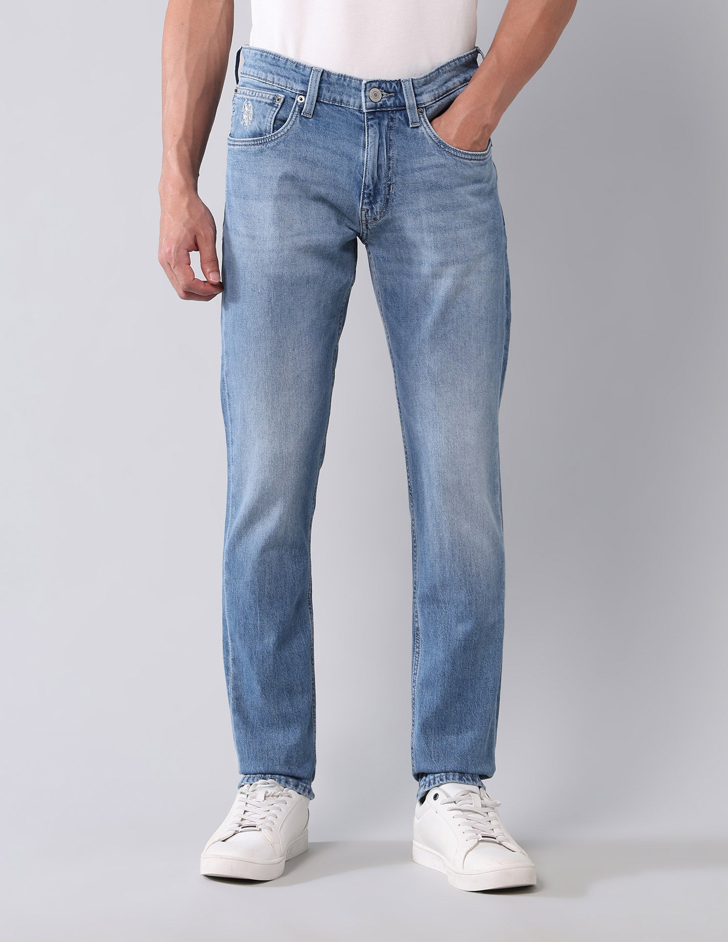 Brandon Slim Tapered Fit Vintage Jeans Mid Wash - U.S. Polo Assn. India | Large