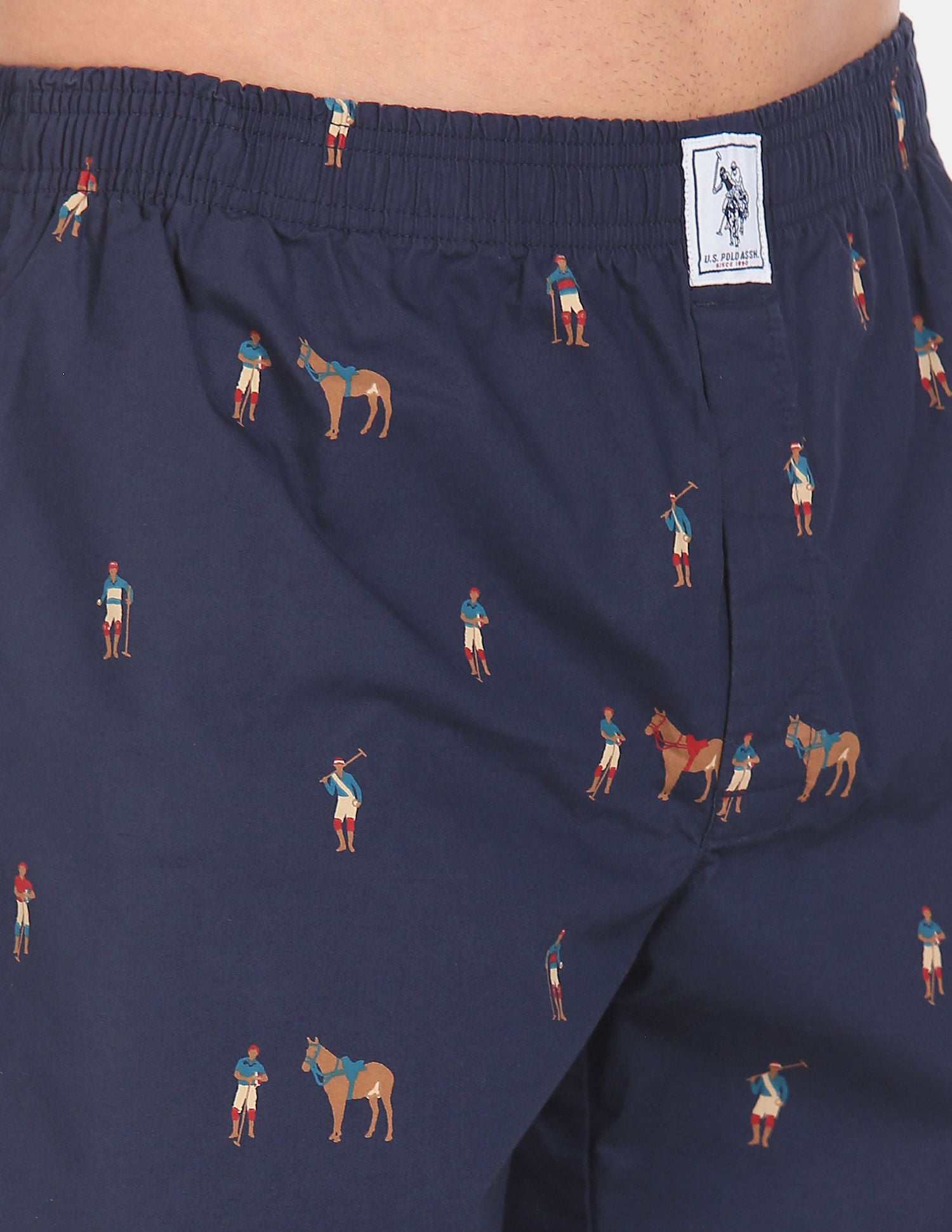 Signature Logo Pure Cotton I108 Boxers - Pack Of 1 Navy - U.S. POLO ASSN. | Large